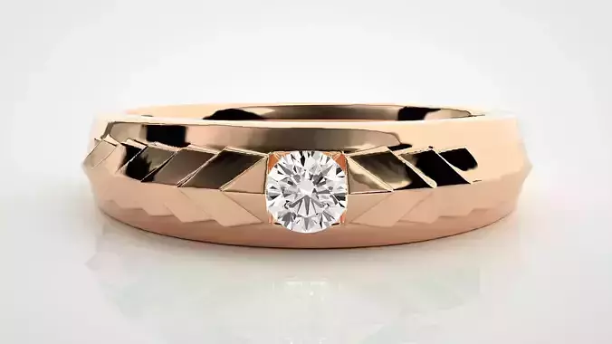 Single diamond Women solitaire ring 3dm stl render detail