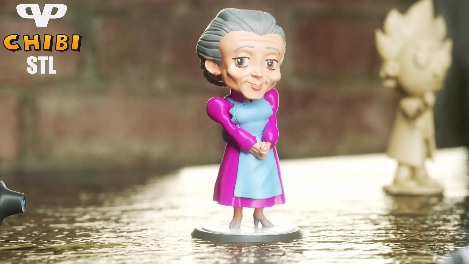 Marvel United Aunt May Chibi for 3D Printing STL 3D print model_0