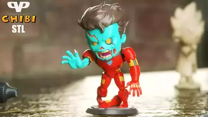 Marvel United Zombie Iron-Man Chibi for 3D Printing STL 3D print model