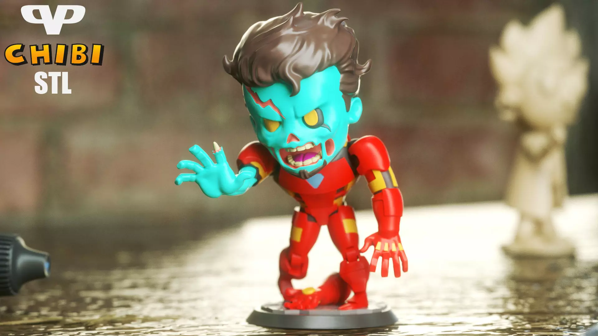 Marvel United Zombie Iron-Man Chibi for 3D Printing STL 3D print model_0