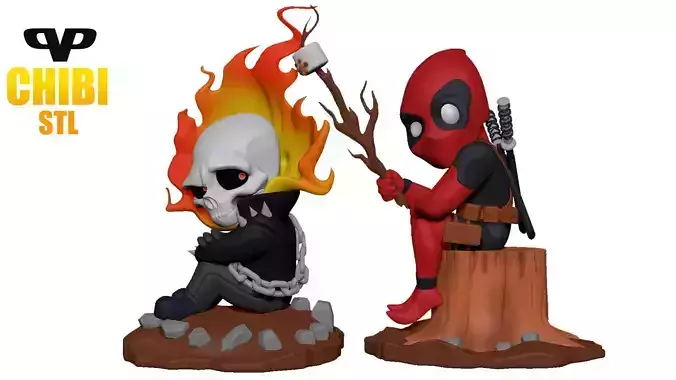 Ghost Rider and Deapool Chibi for 3D Printing STL