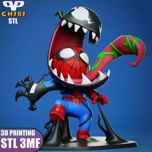 Venom Take Over Spider-Man Chibi for 3D Printing STL 3MF
