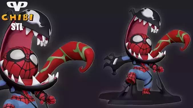 Venom Take Over Spider-Man Chibi for 3D Printing STL 3D print model