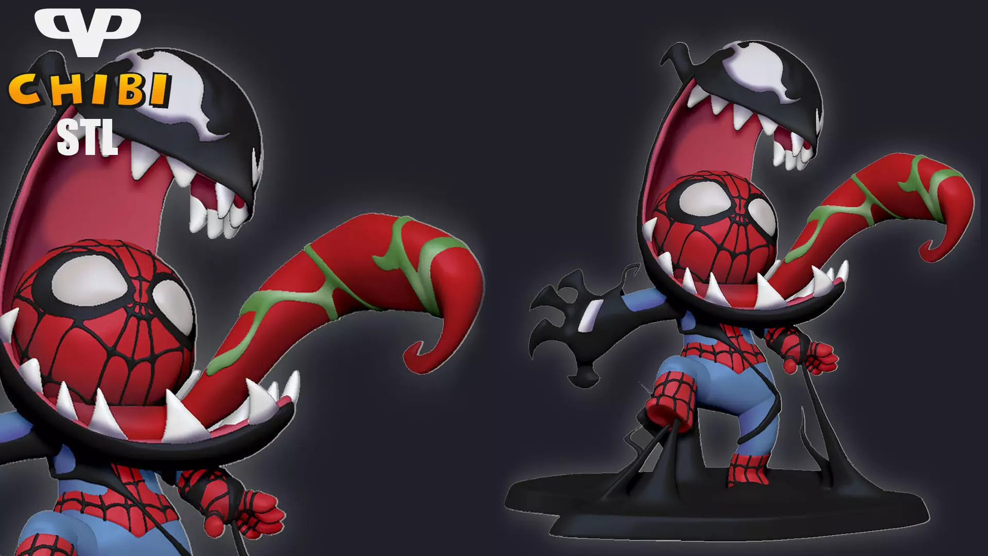 Venom Take Over Spider-Man Chibi for 3D Printing STL 3D print model_0