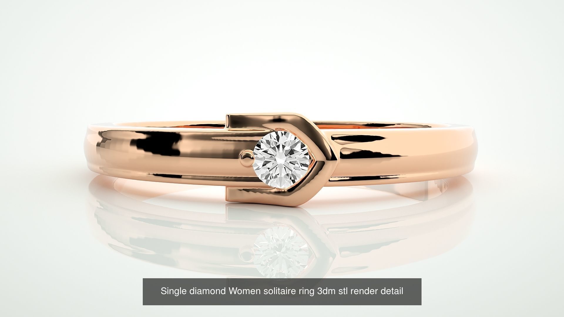 90 Single diamond Women solitaire ring stl render detail  3D Model Collection_69