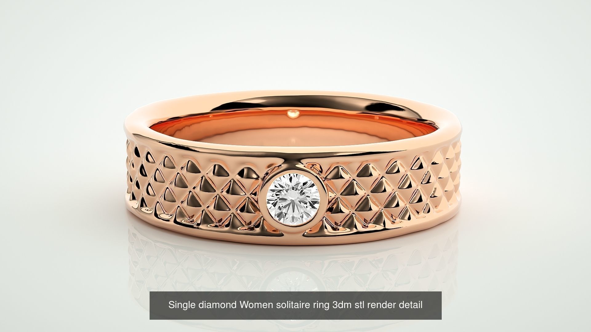 90 Single diamond Women solitaire ring stl render detail  3D Model Collection_91