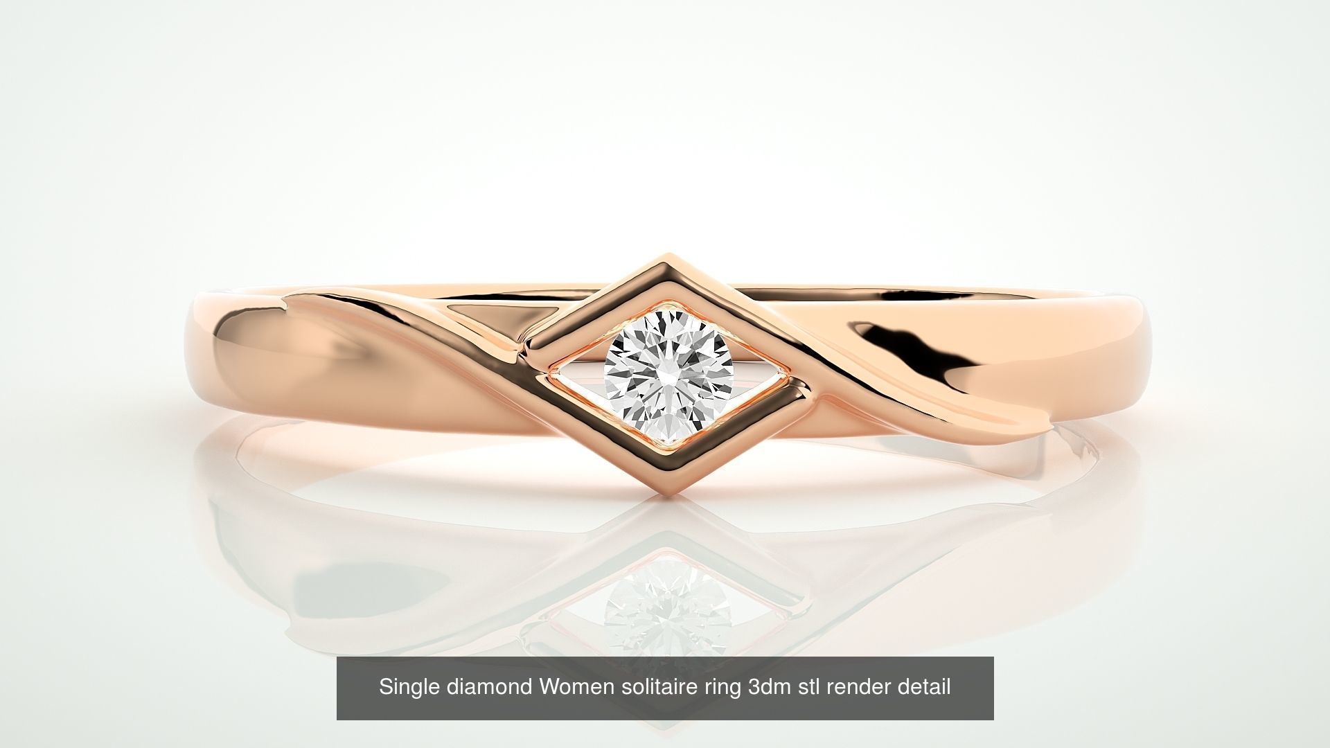 90 Single diamond Women solitaire ring stl render detail  3D Model Collection_64