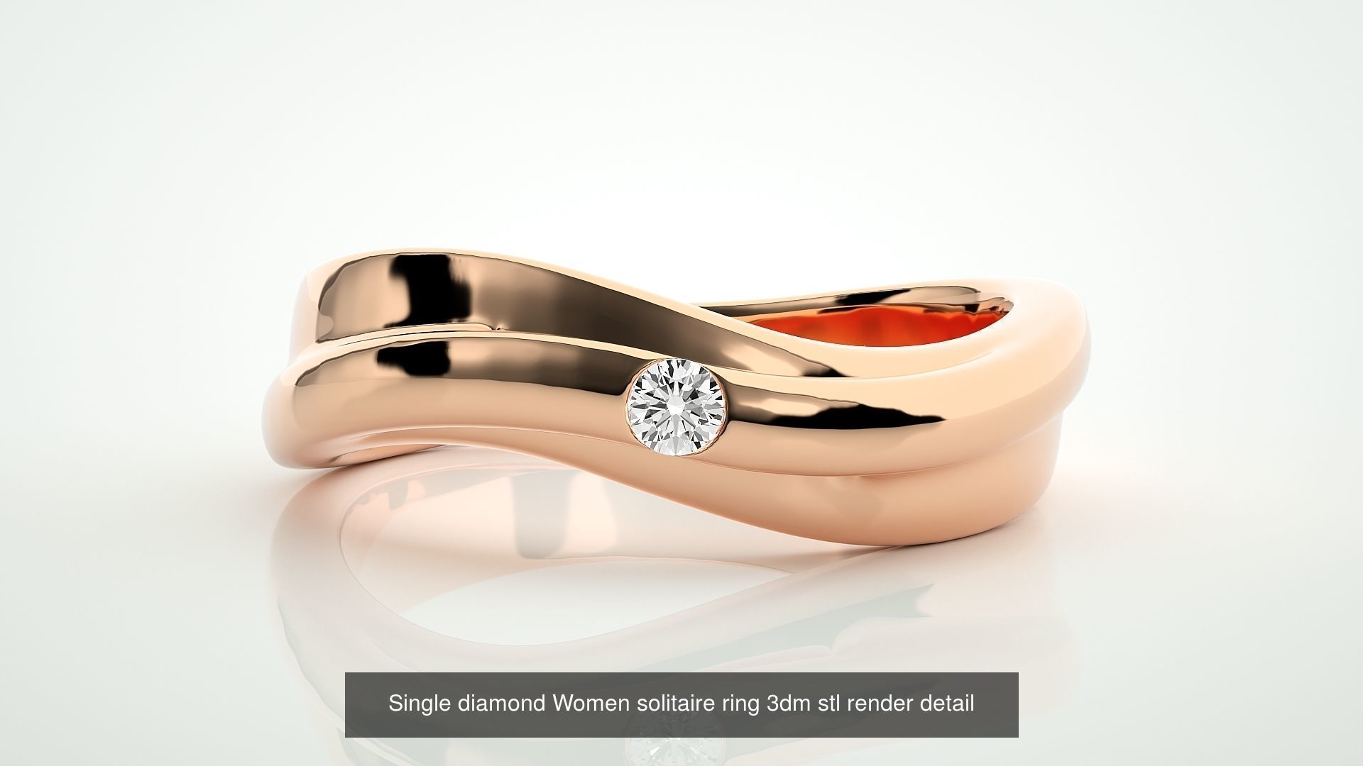 90 Single diamond Women solitaire ring stl render detail  3D Model Collection_75