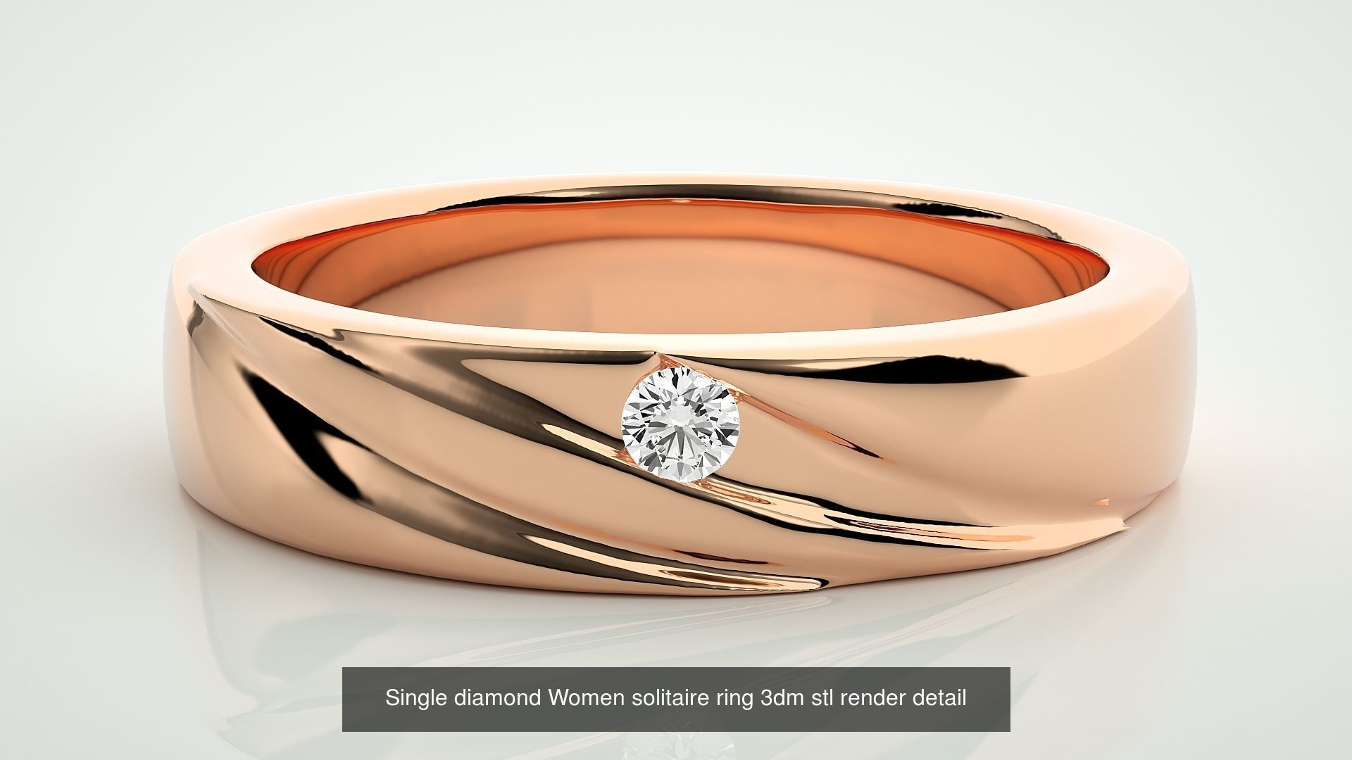90 Single diamond Women solitaire ring stl render detail  3D Model Collection_84