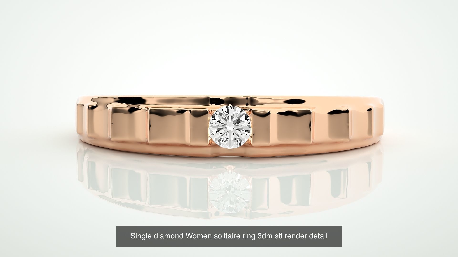 90 Single diamond Women solitaire ring stl render detail  3D Model Collection_39