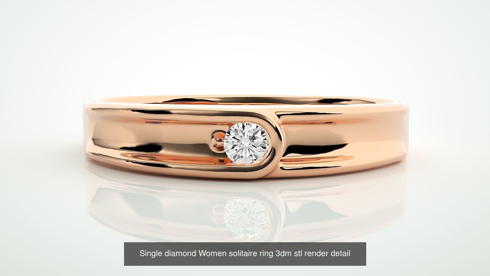 90 Single diamond Women solitaire ring stl render detail  3D Model Collection_41