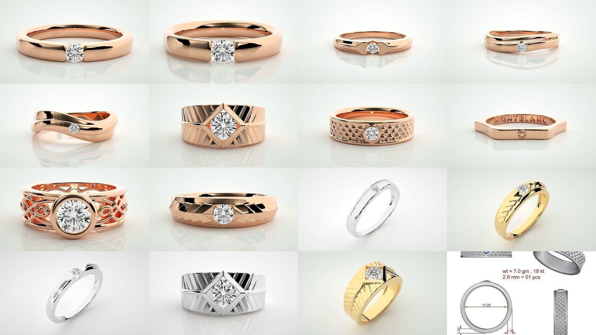 90 Single diamond Women solitaire ring stl render detail  3D Model Collection_5