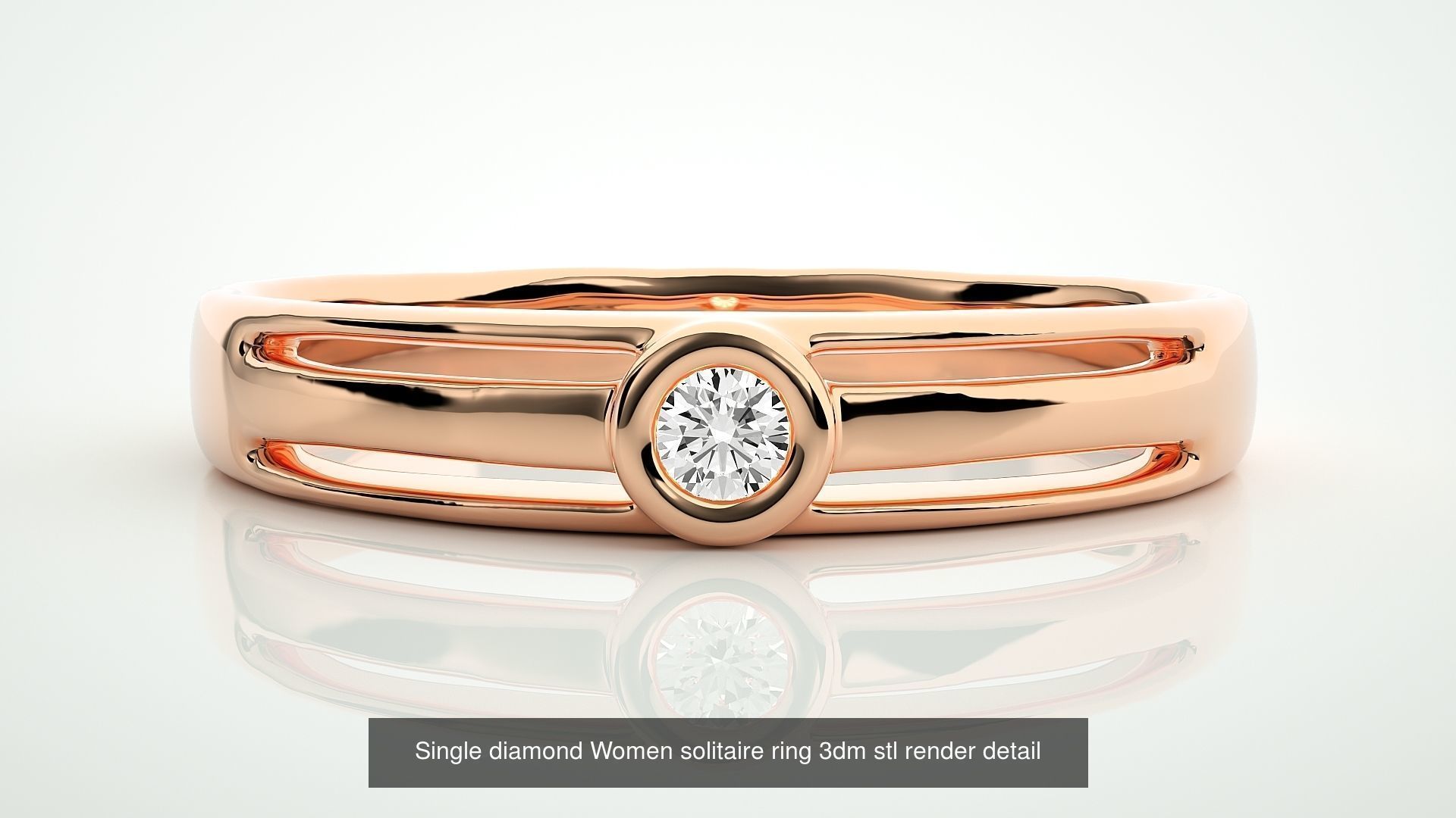 90 Single diamond Women solitaire ring stl render detail  3D Model Collection_44