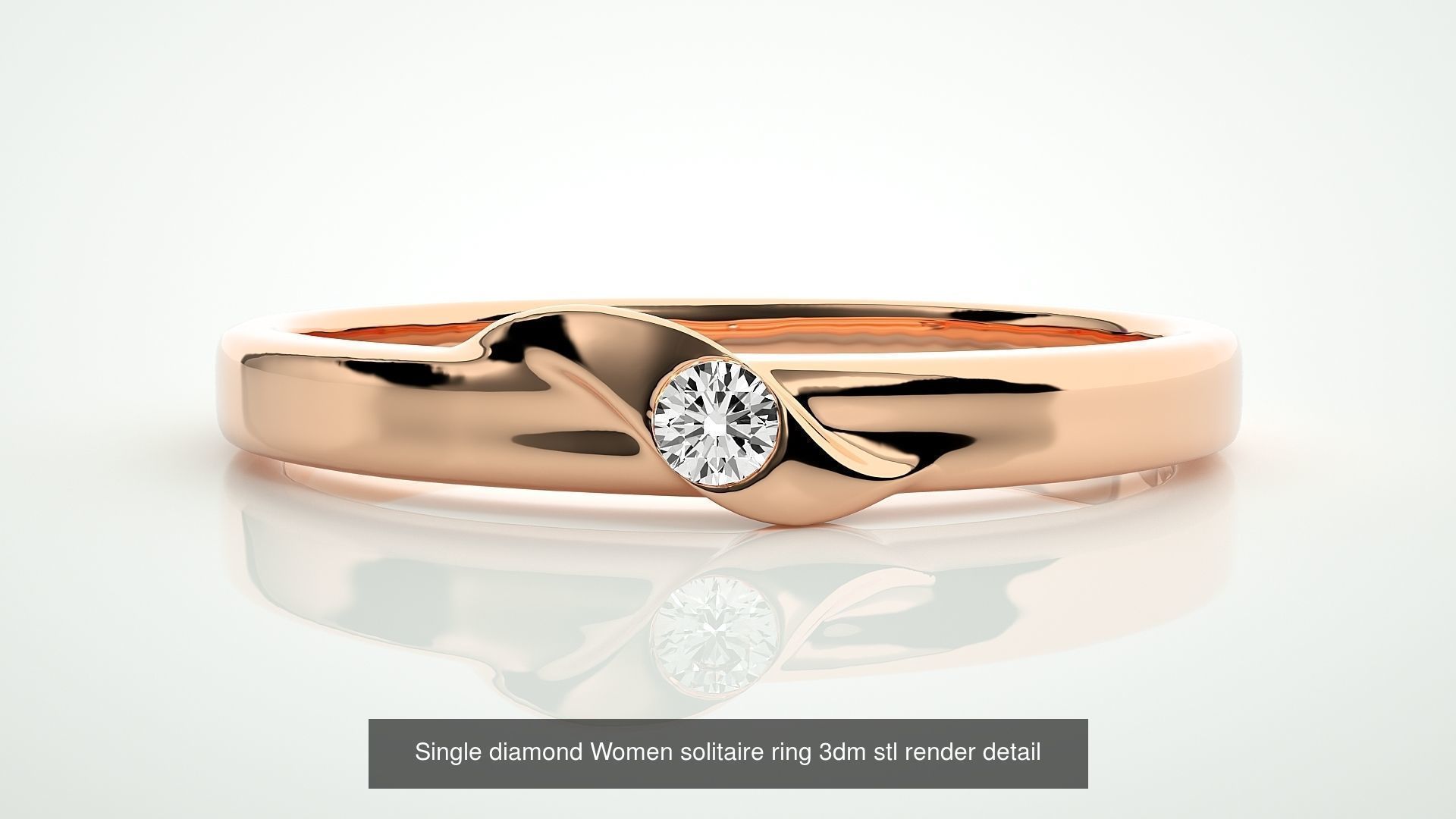 90 Single diamond Women solitaire ring stl render detail  3D Model Collection_43