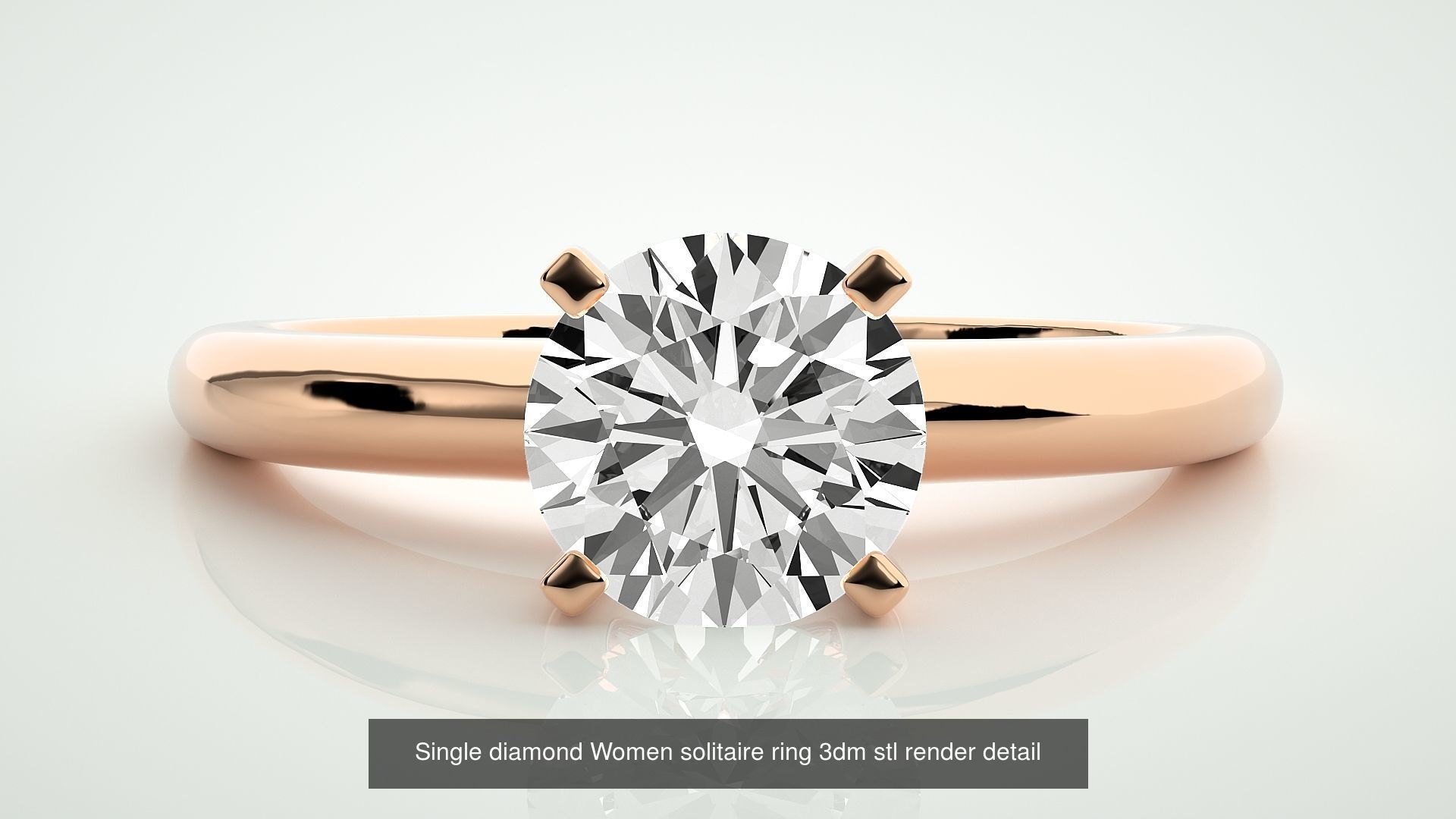 90 Single diamond Women solitaire ring stl render detail  3D Model Collection_29