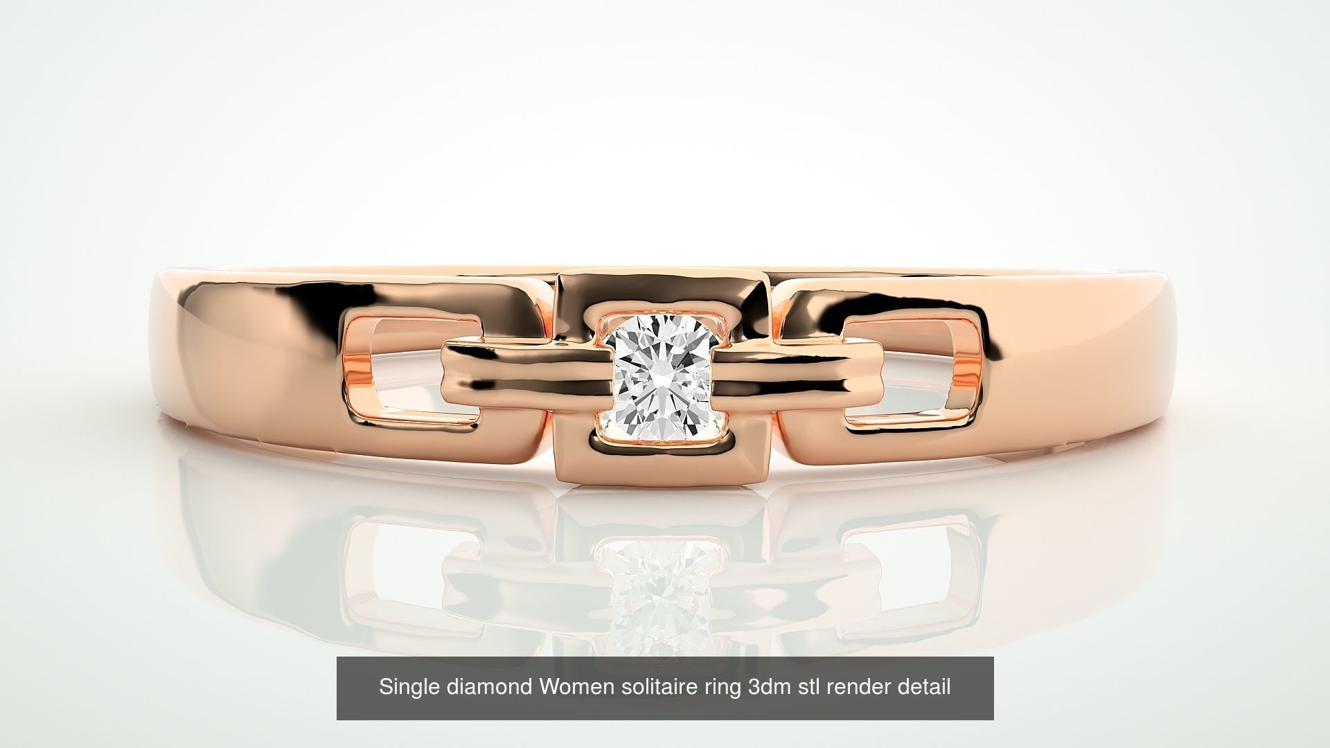 90 Single diamond Women solitaire ring stl render detail  3D Model Collection_40