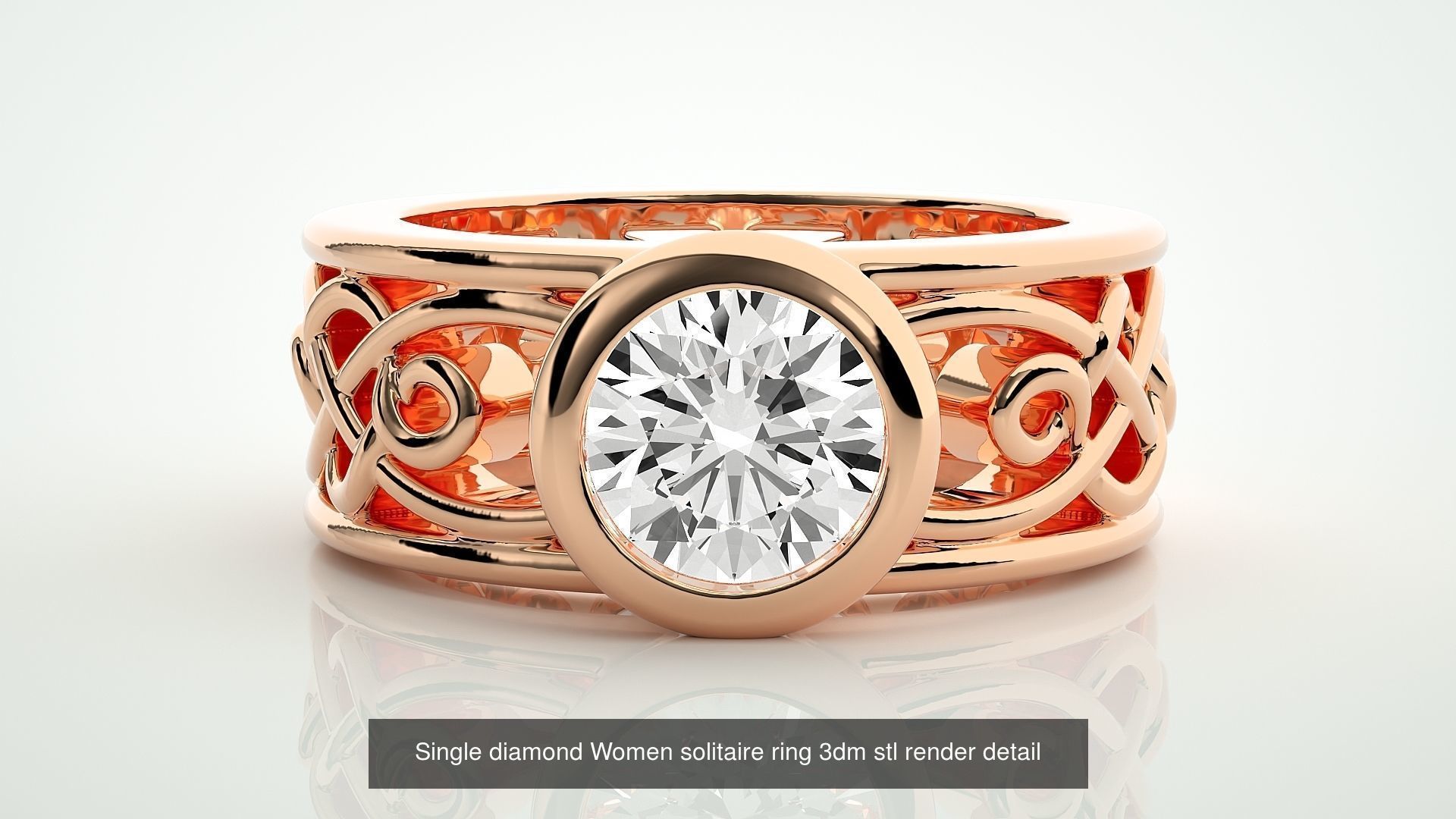 90 Single diamond Women solitaire ring stl render detail  3D Model Collection_77