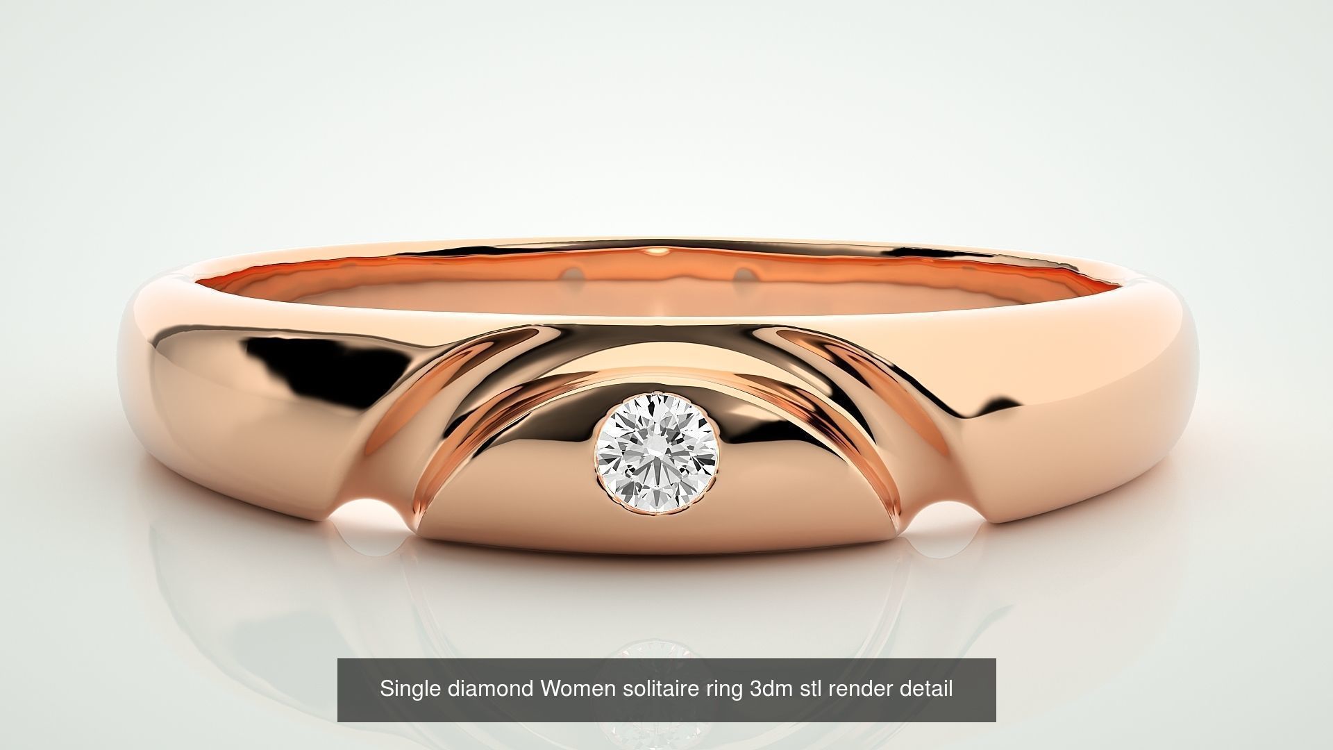 90 Single diamond Women solitaire ring stl render detail  3D Model Collection_13