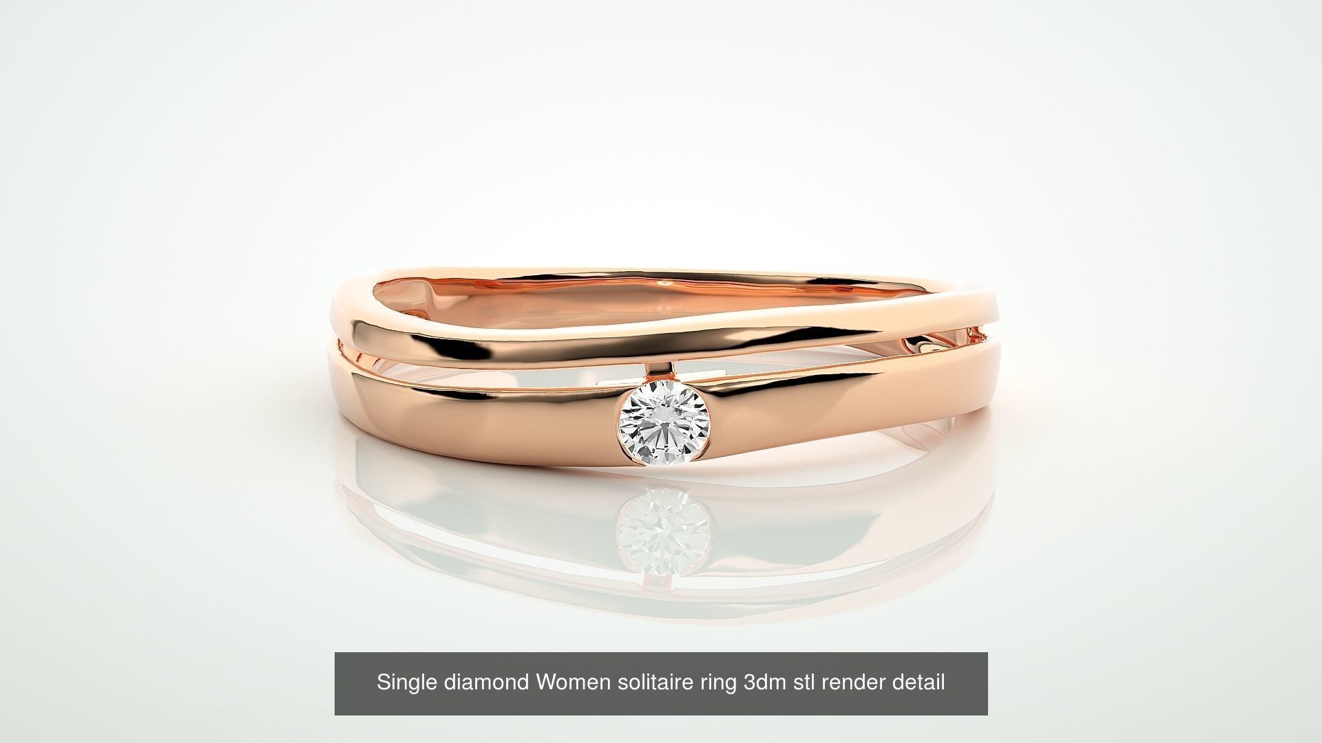 90 Single diamond Women solitaire ring stl render detail  3D Model Collection_88