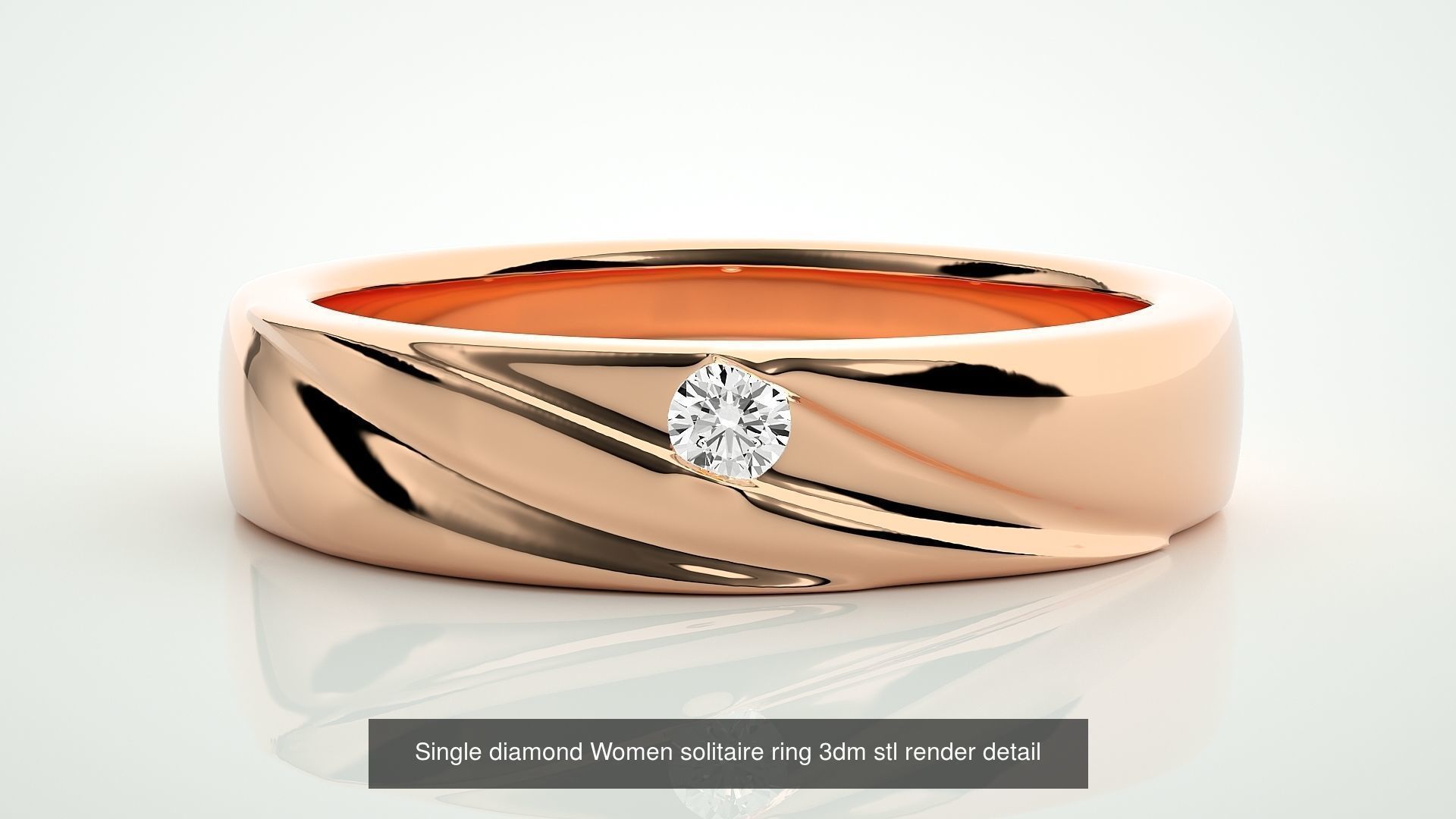 90 Single diamond Women solitaire ring stl render detail  3D Model Collection_82