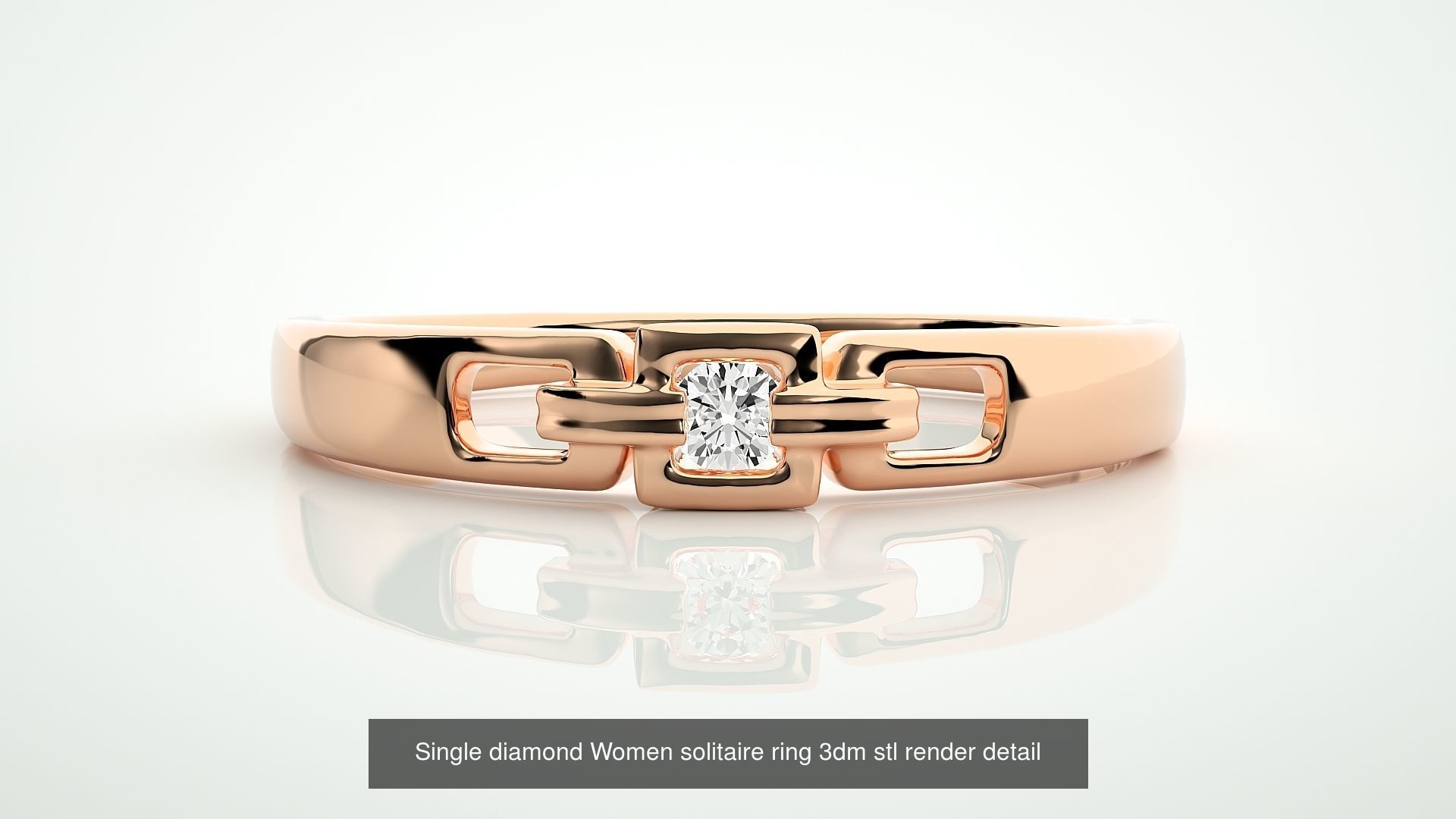 90 Single diamond Women solitaire ring stl render detail  3D Model Collection_47