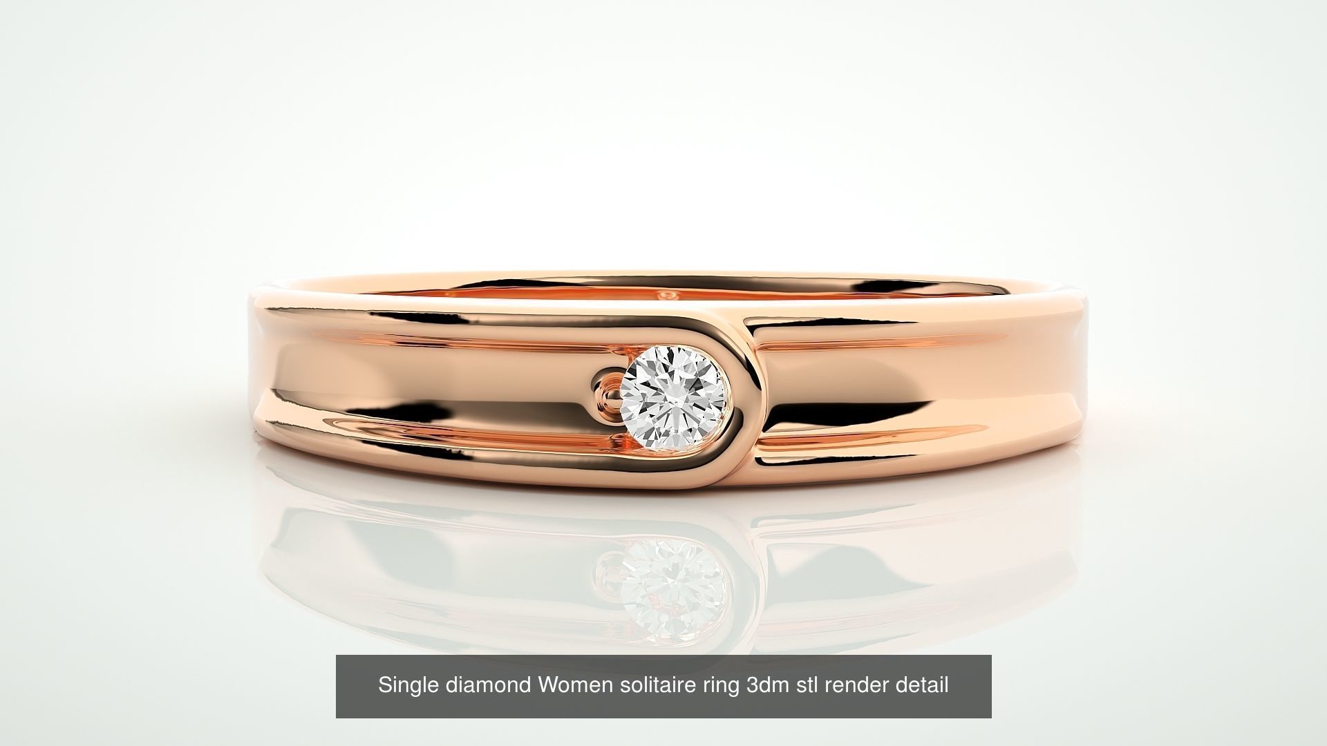 90 Single diamond Women solitaire ring stl render detail  3D Model Collection_46