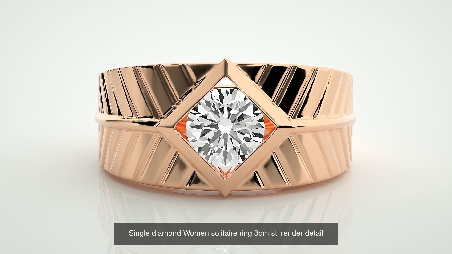 90 Single diamond Women solitaire ring stl render detail  3D Model Collection_90