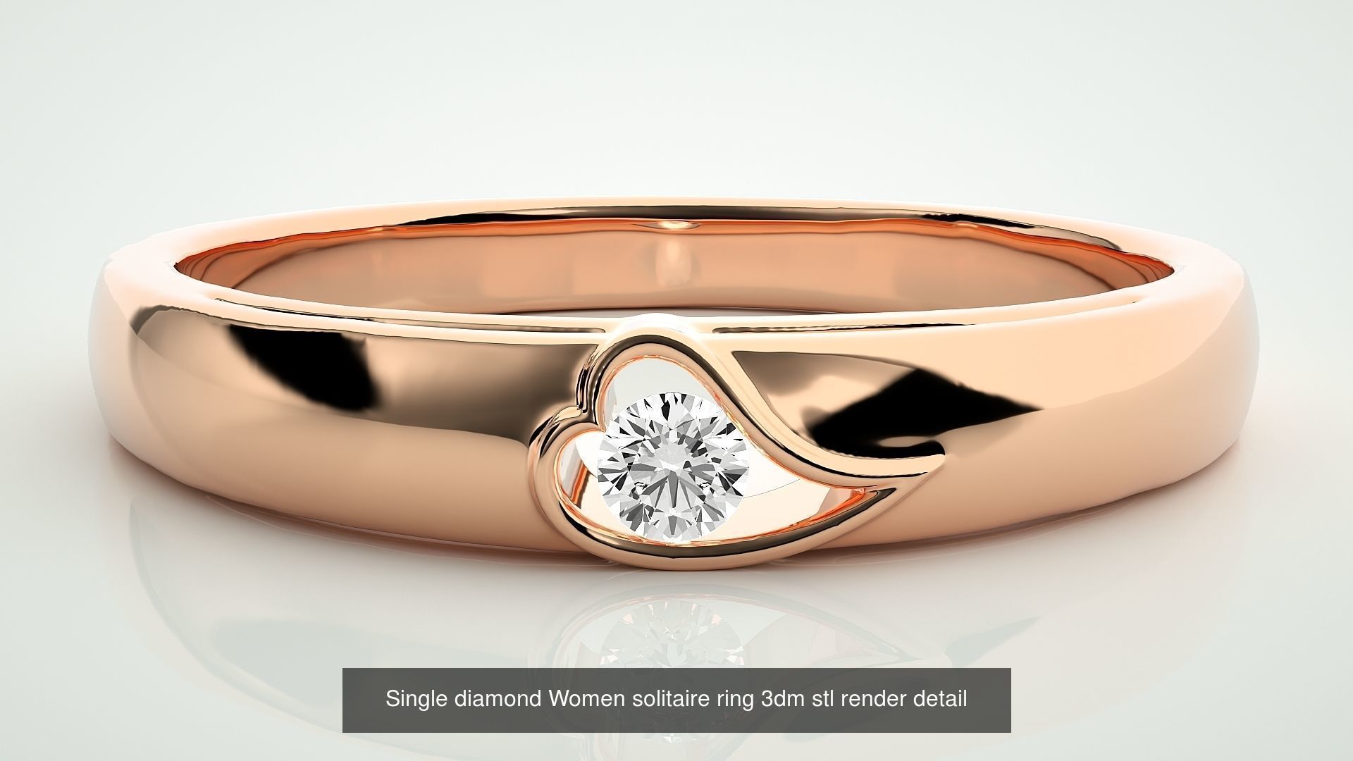 90 Single diamond Women solitaire ring stl render detail  3D Model Collection_31