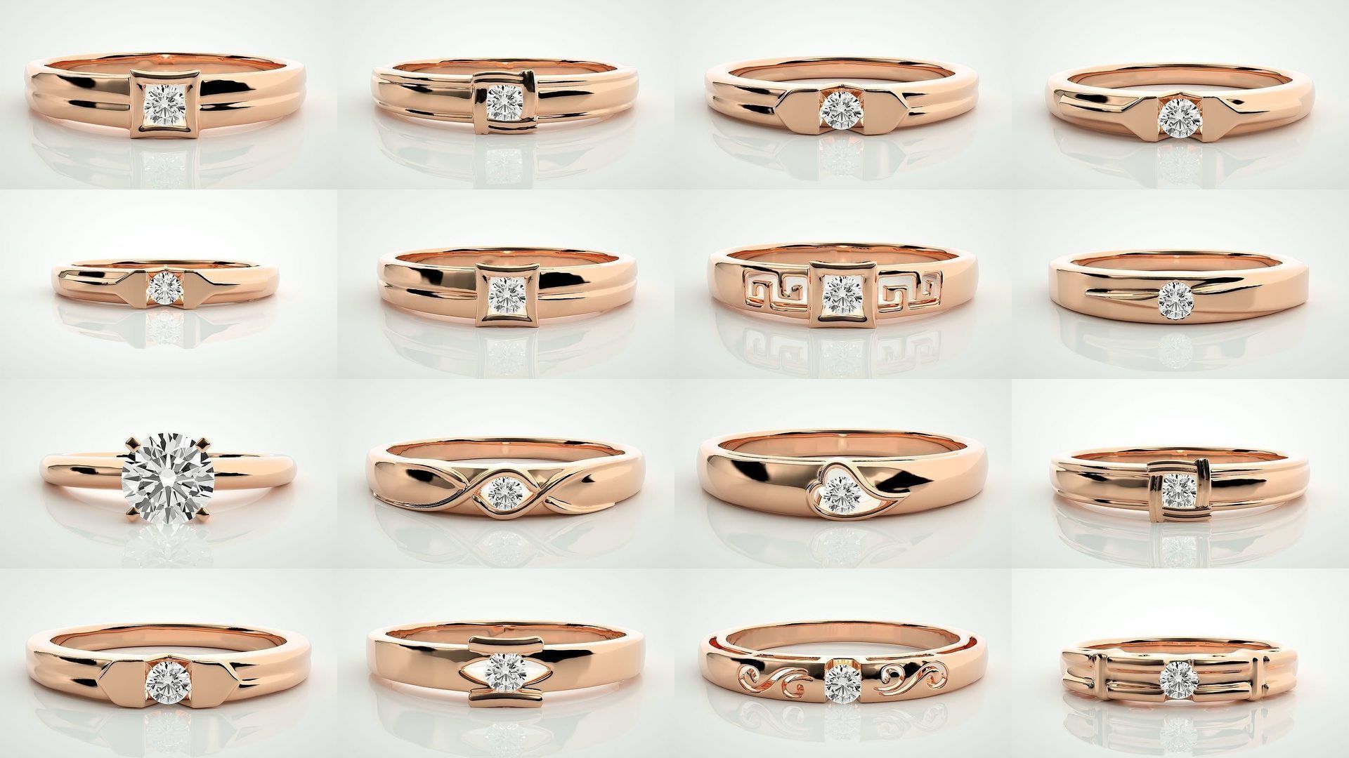 90 Single diamond Women solitaire ring stl render detail  3D Model Collection_1