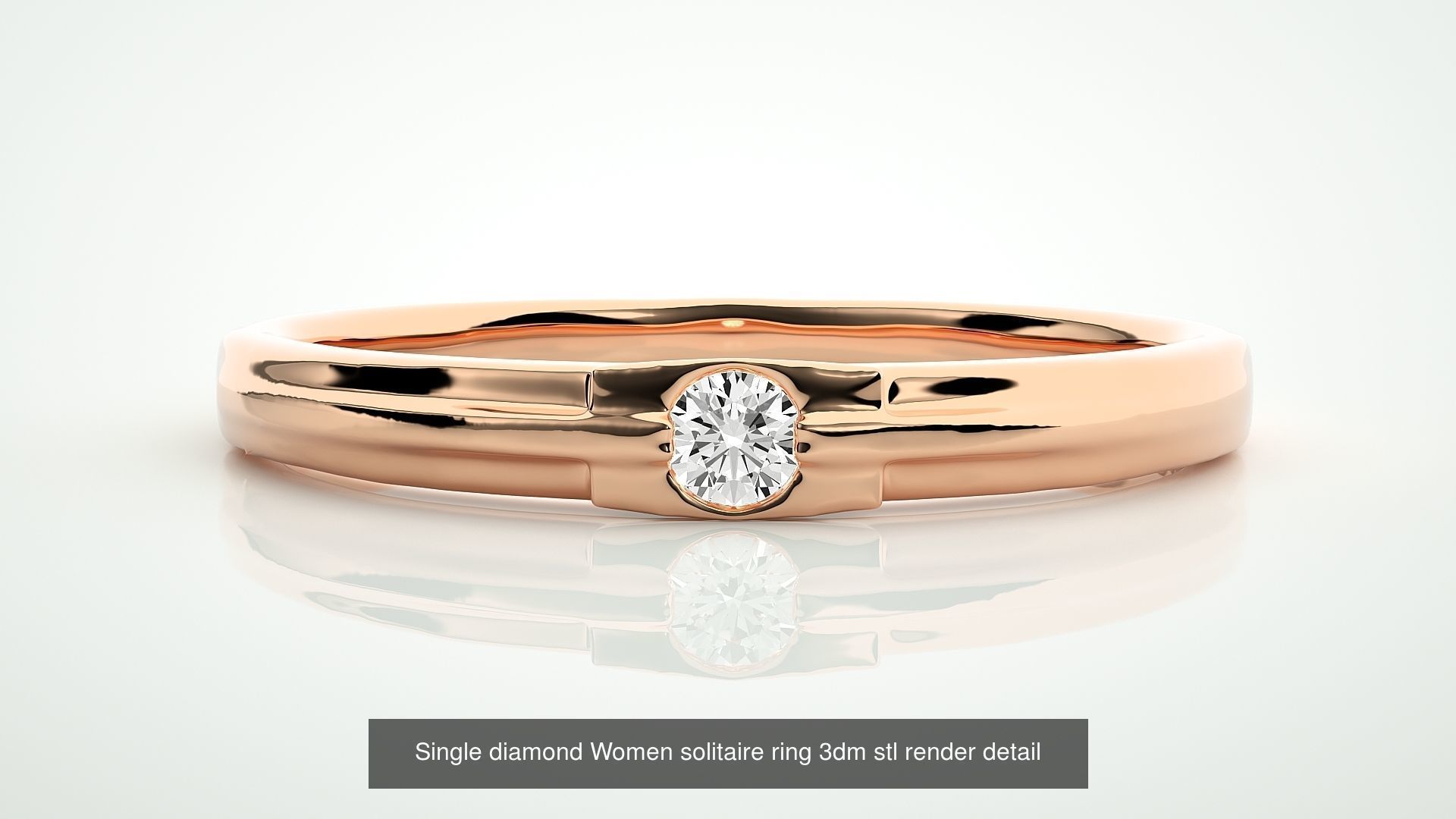90 Single diamond Women solitaire ring stl render detail  3D Model Collection_54