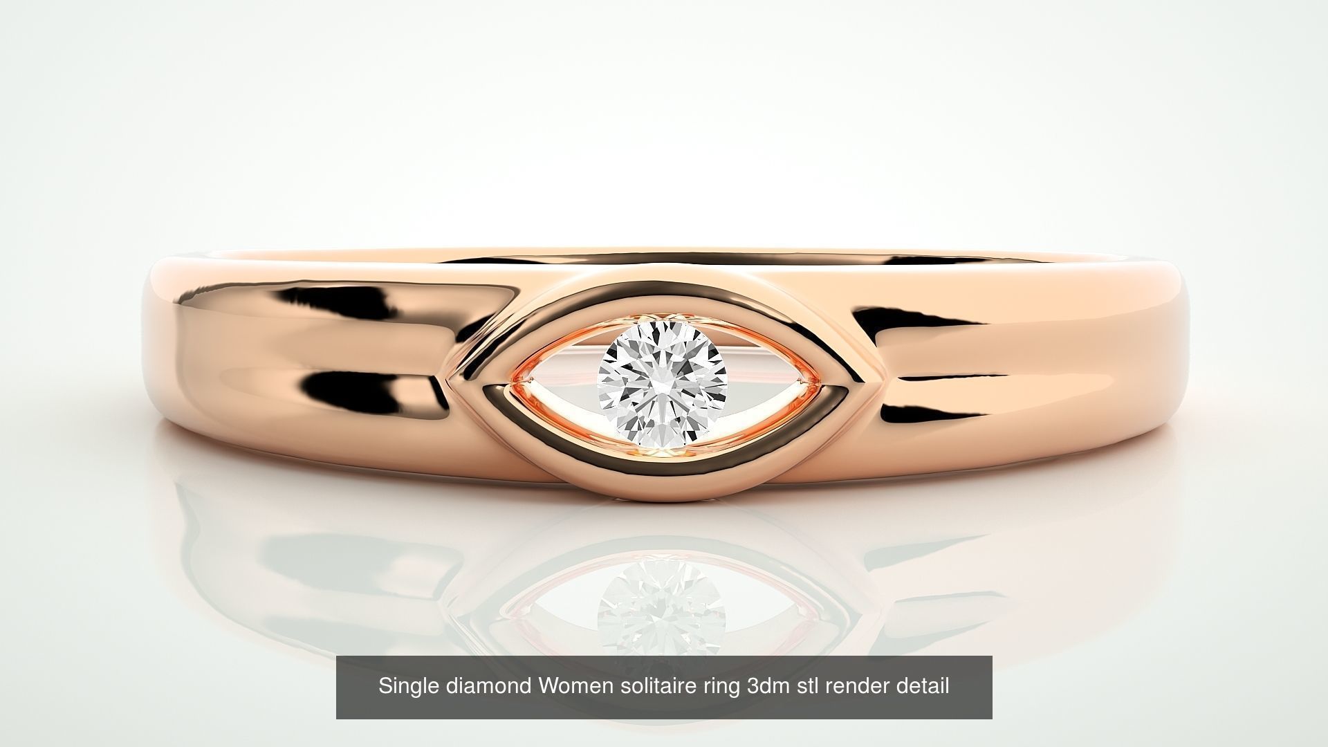 90 Single diamond Women solitaire ring stl render detail  3D Model Collection_38