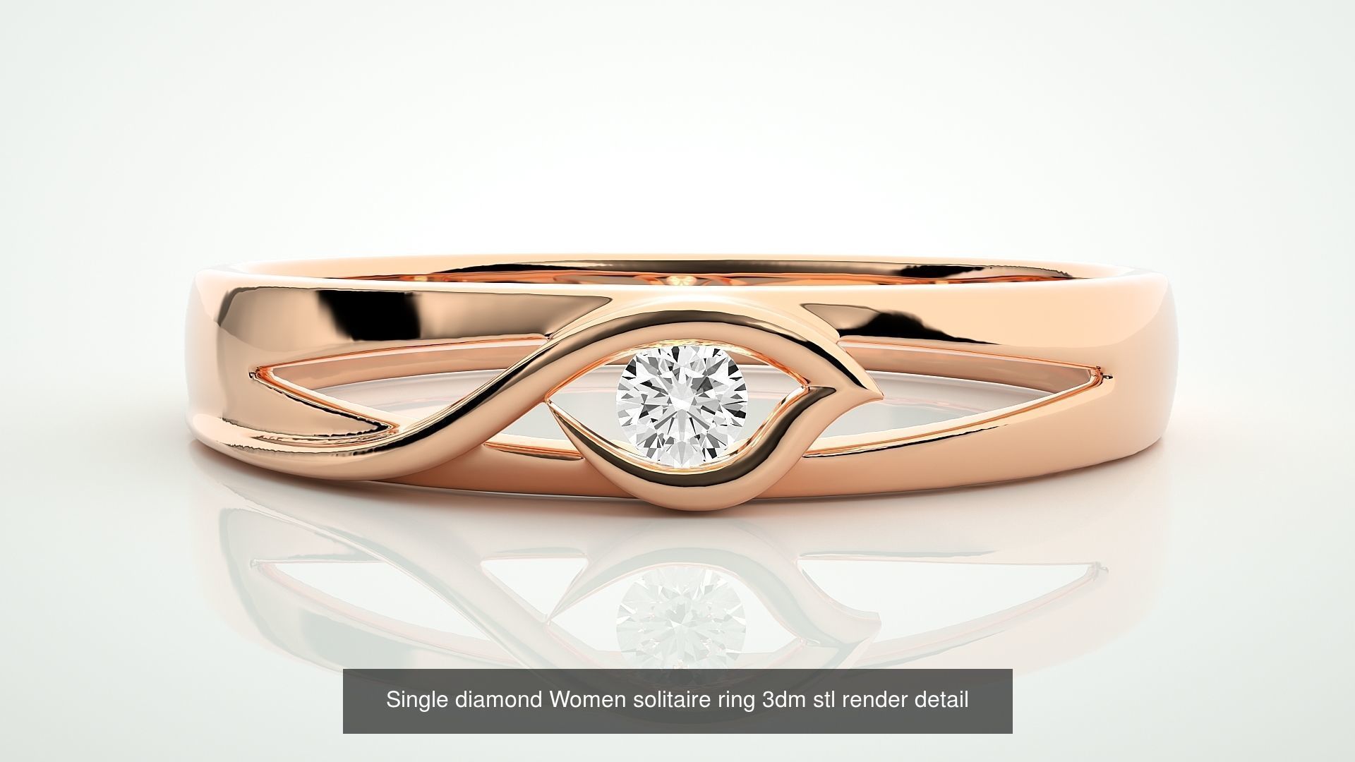 90 Single diamond Women solitaire ring stl render detail  3D Model Collection_42