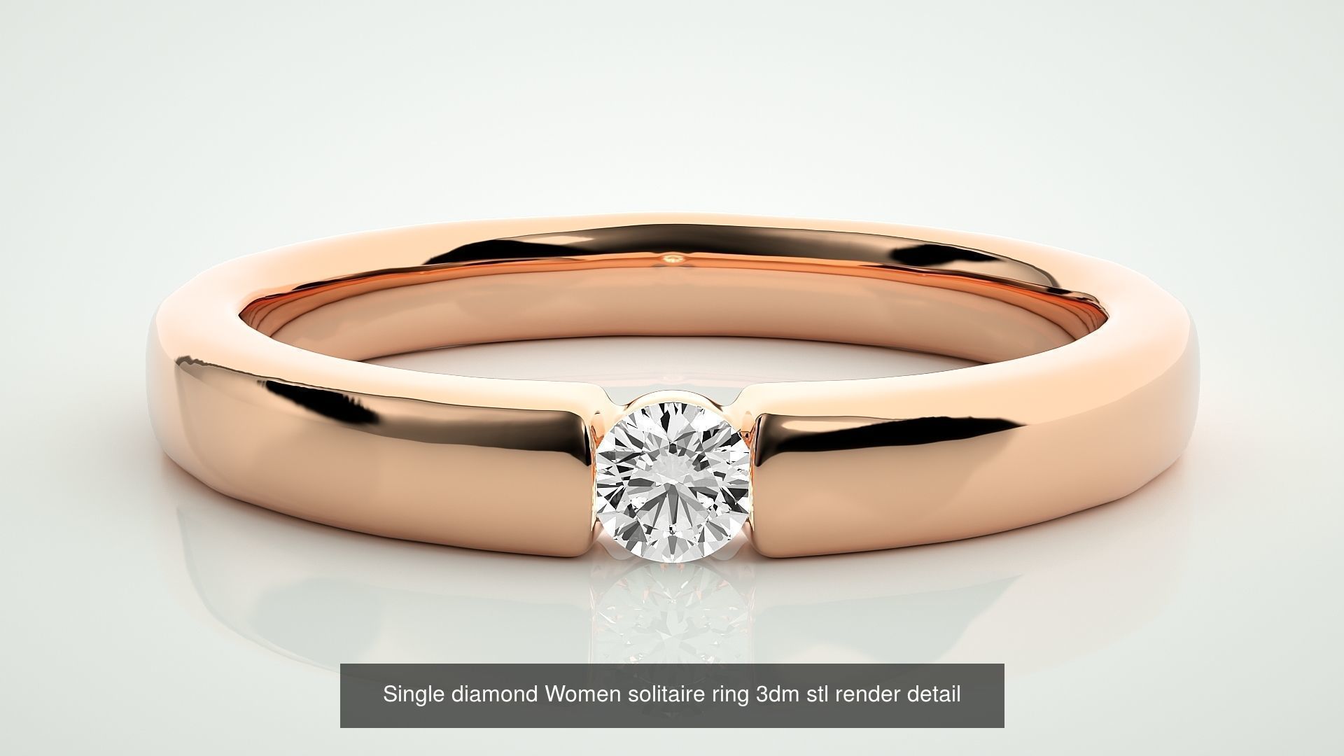 90 Single diamond Women solitaire ring stl render detail  3D Model Collection_85