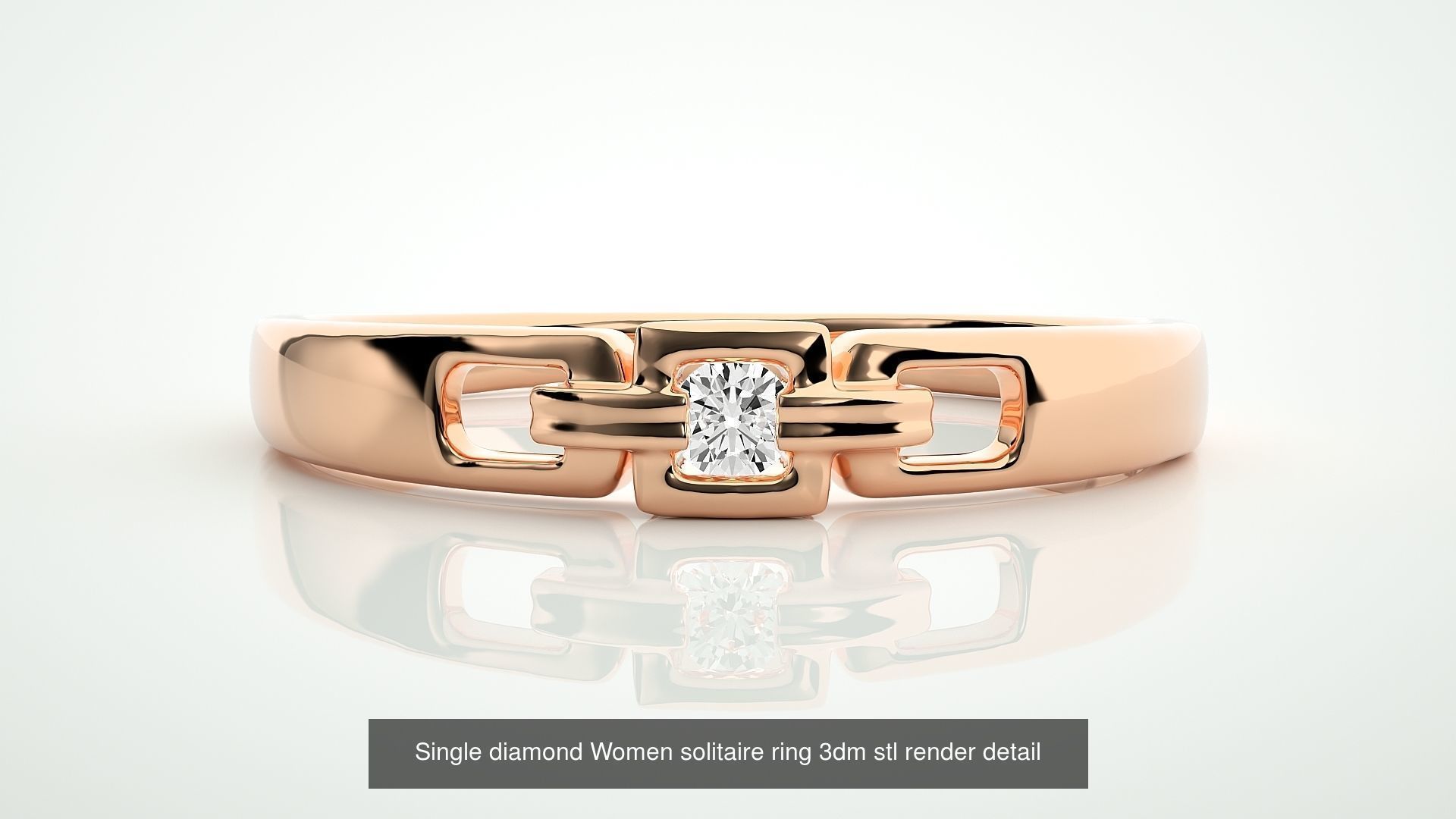 90 Single diamond Women solitaire ring stl render detail  3D Model Collection_45