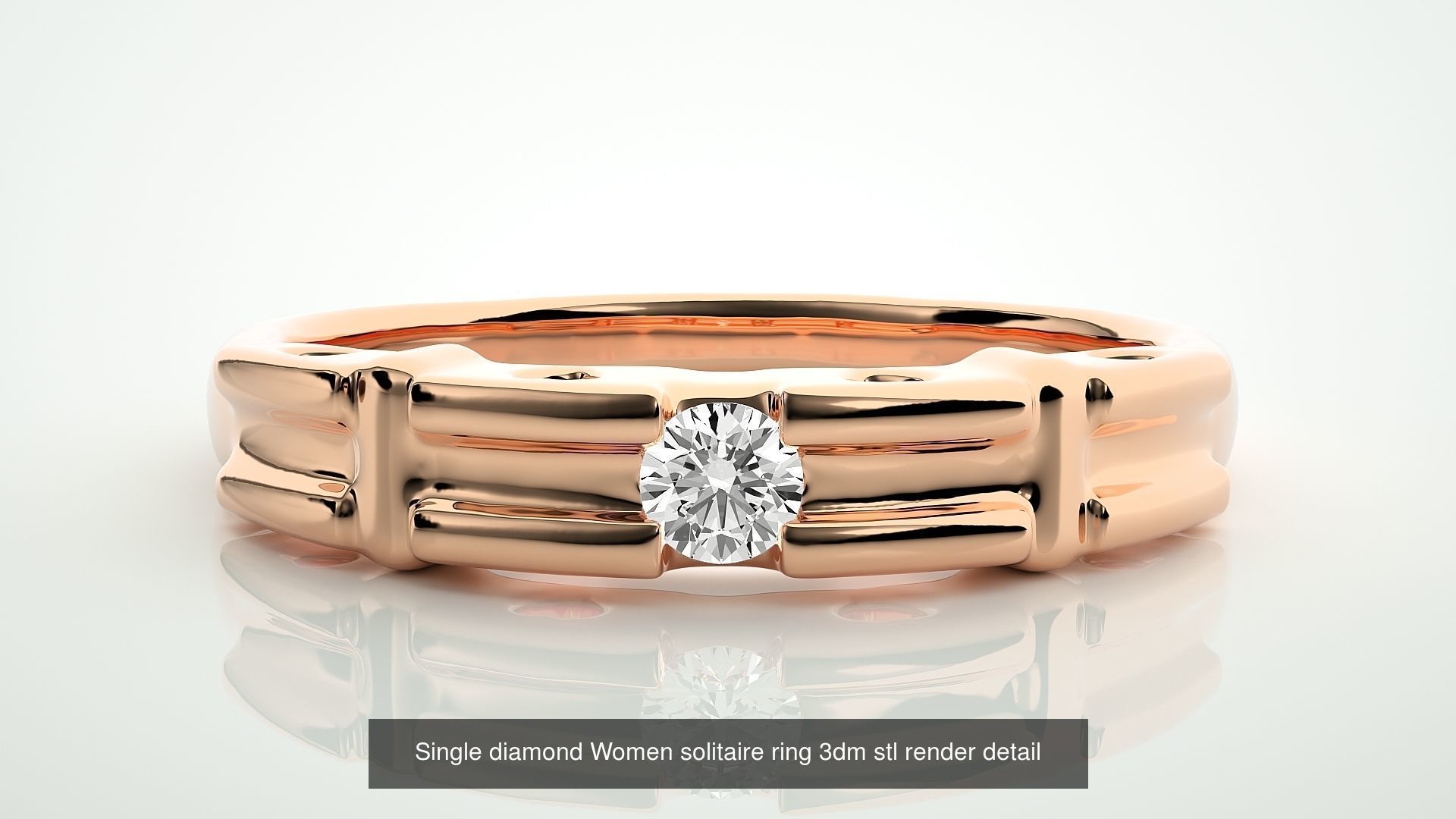 90 Single diamond Women solitaire ring stl render detail  3D Model Collection_36