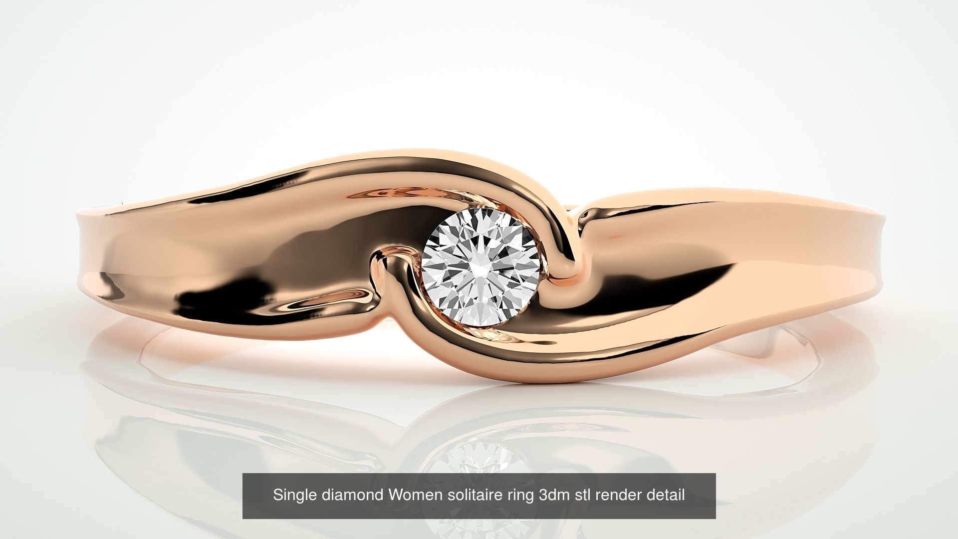 90 Single diamond Women solitaire ring stl render detail  3D Model Collection_70