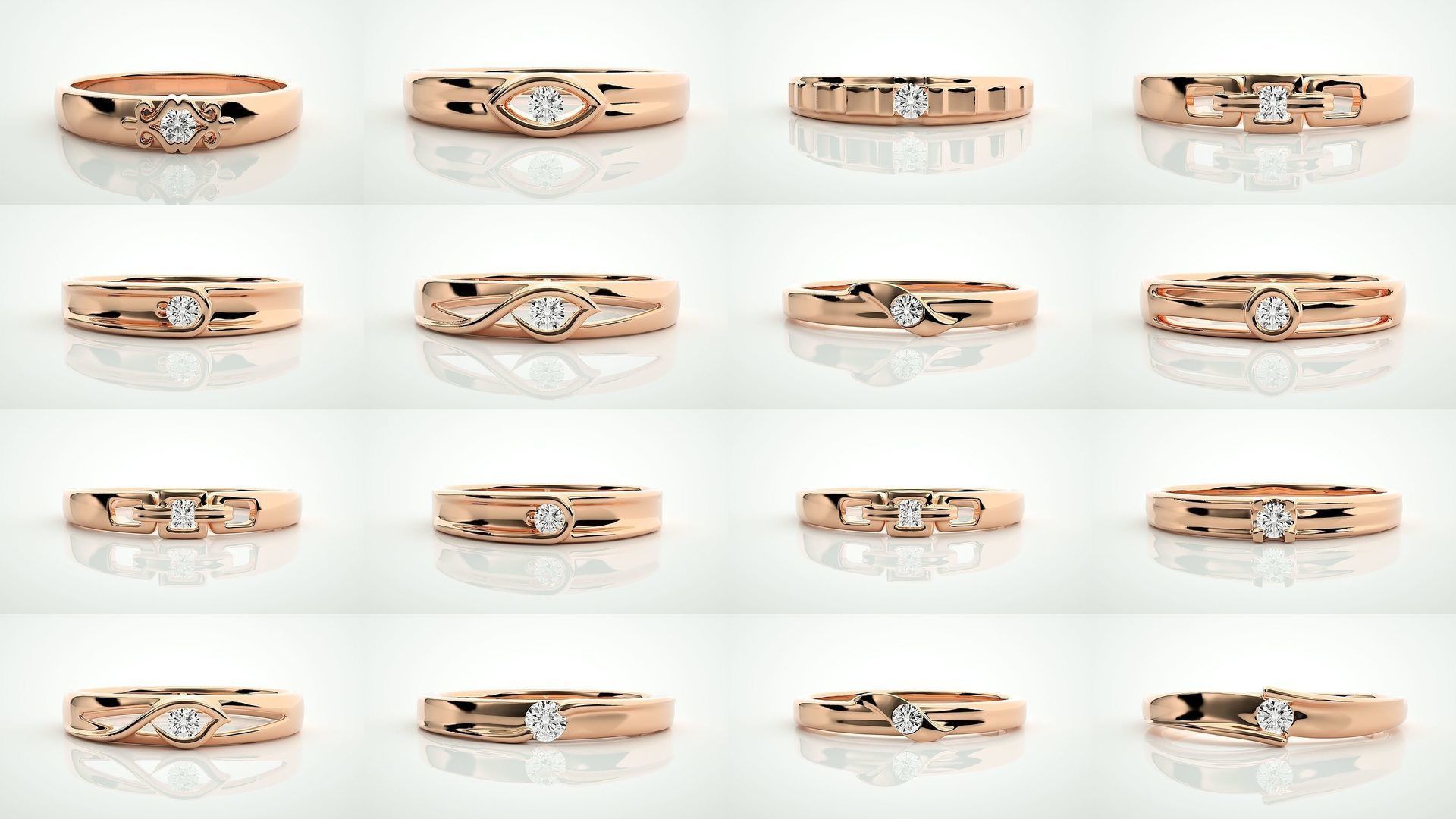 90 Single diamond Women solitaire ring stl render detail  3D Model Collection_2