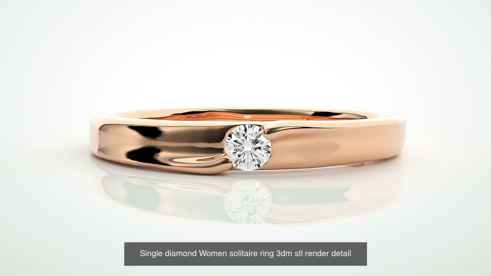 90 Single diamond Women solitaire ring stl render detail  3D Model Collection_74
