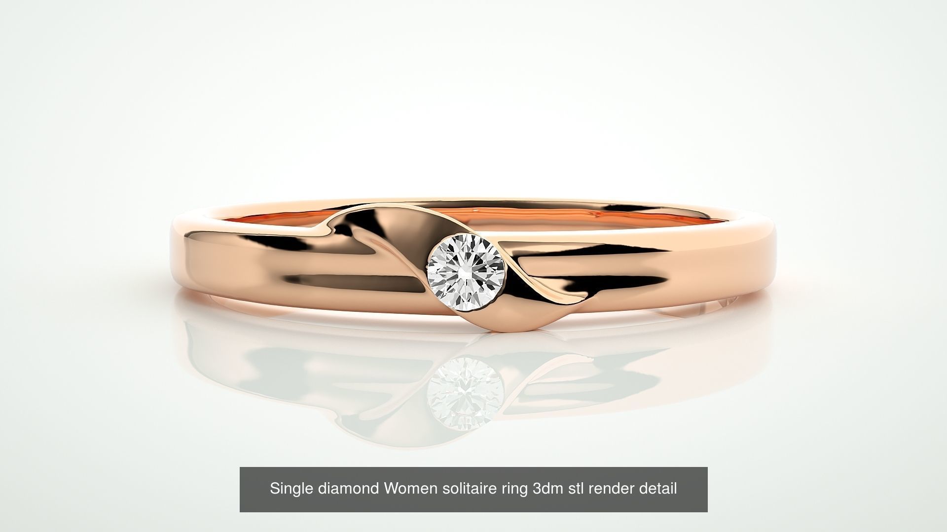 90 Single diamond Women solitaire ring stl render detail  3D Model Collection_51