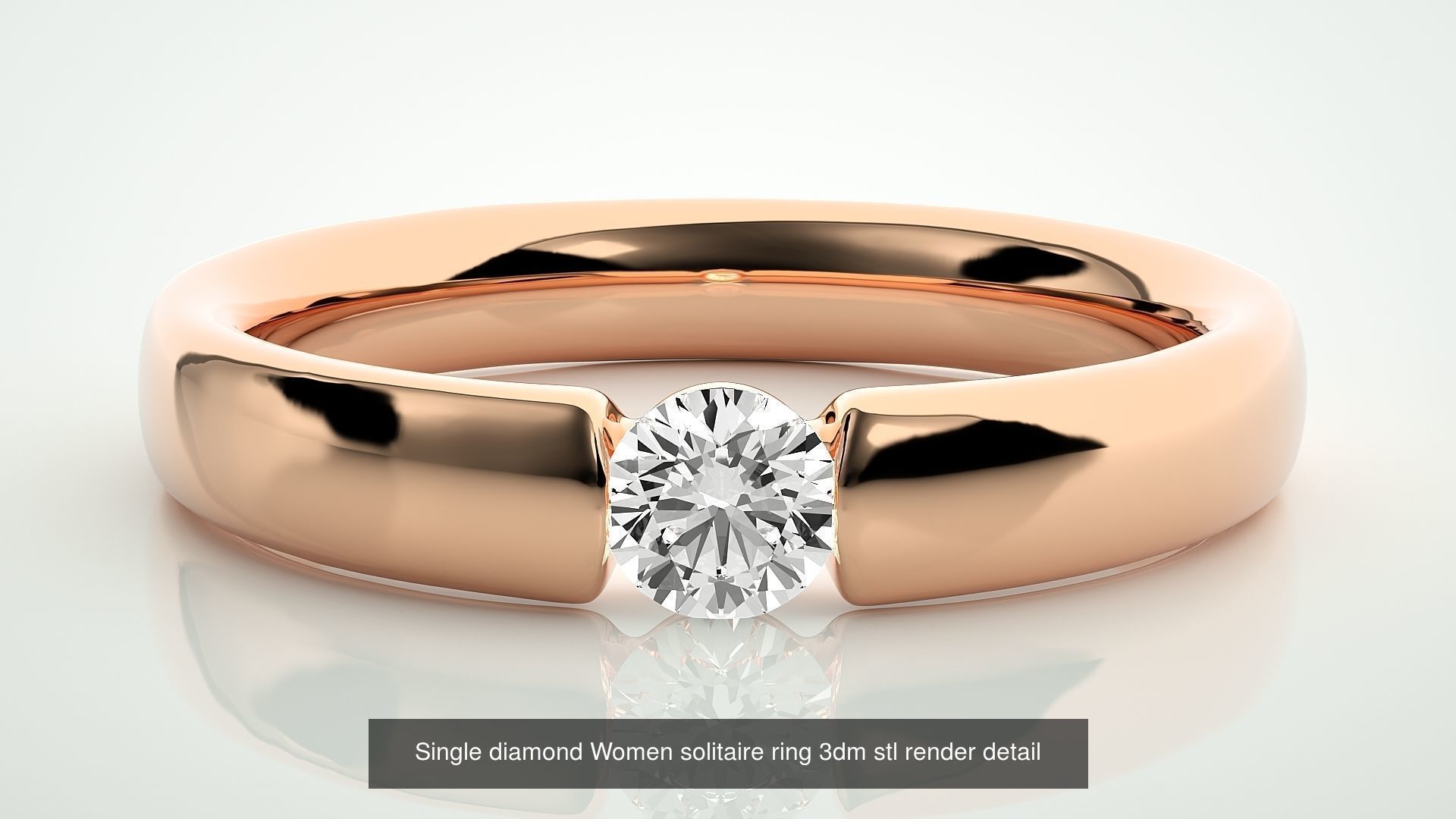 90 Single diamond Women solitaire ring stl render detail  3D Model Collection_86