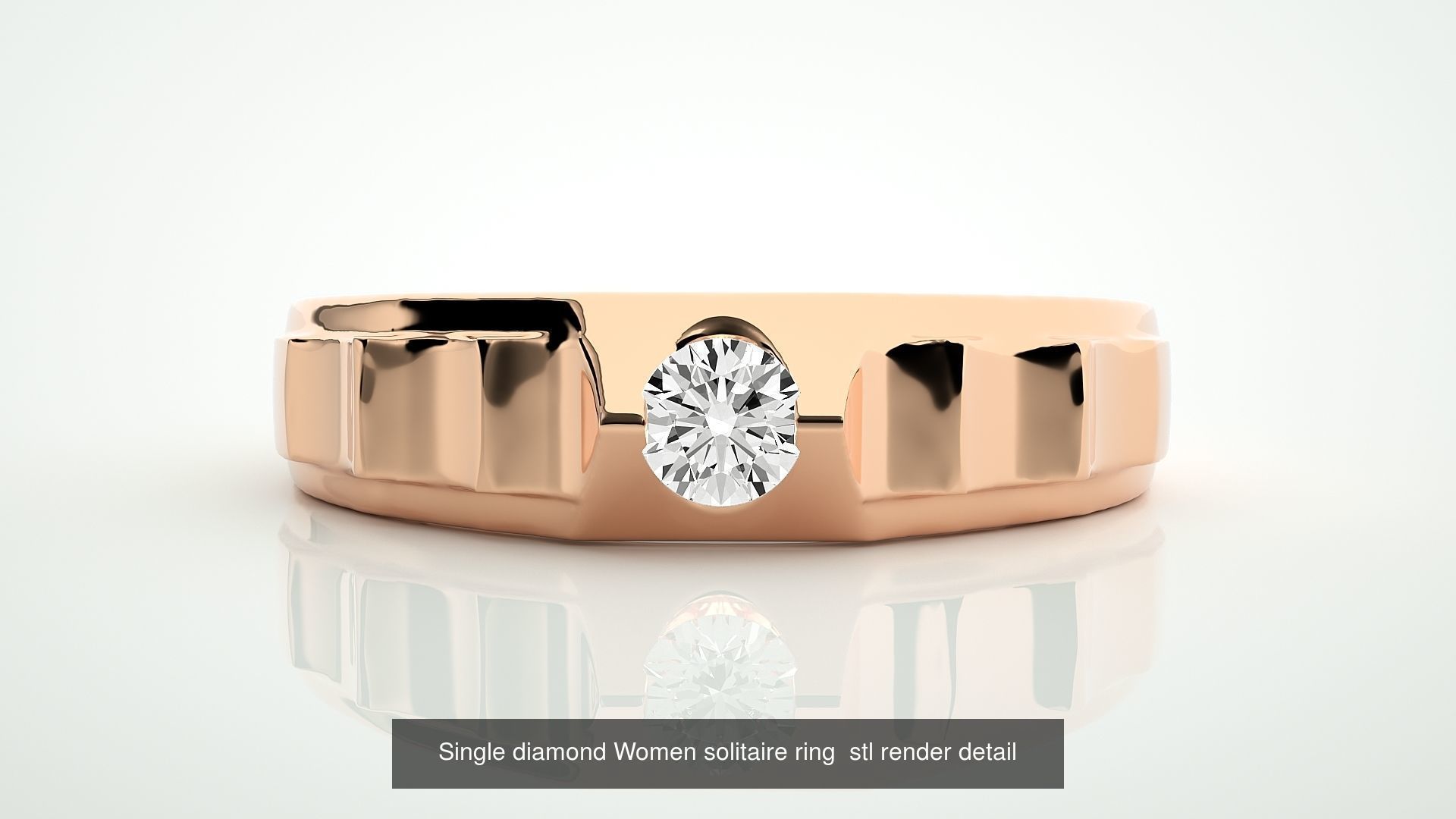 90 Single diamond Women solitaire ring stl render detail  3D Model Collection_78