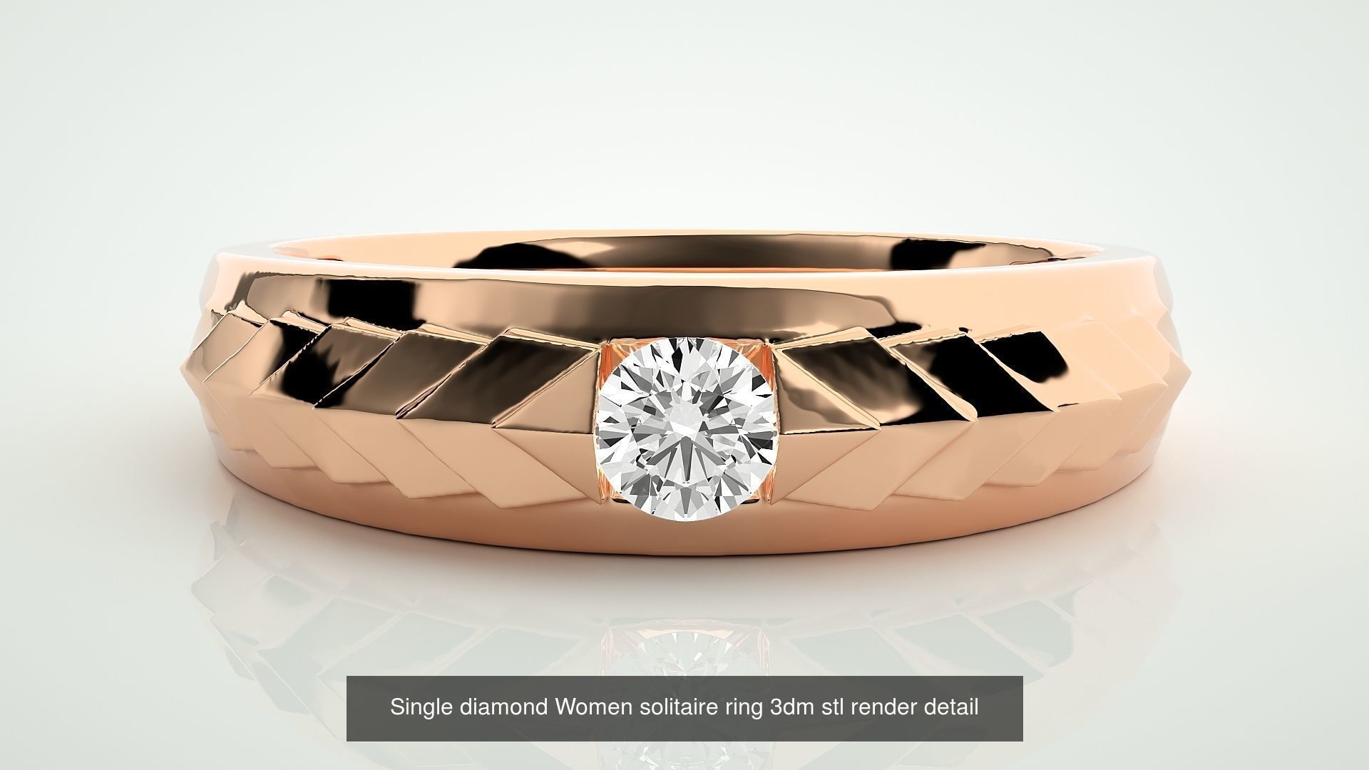 90 Single diamond Women solitaire ring stl render detail  3D Model Collection_94