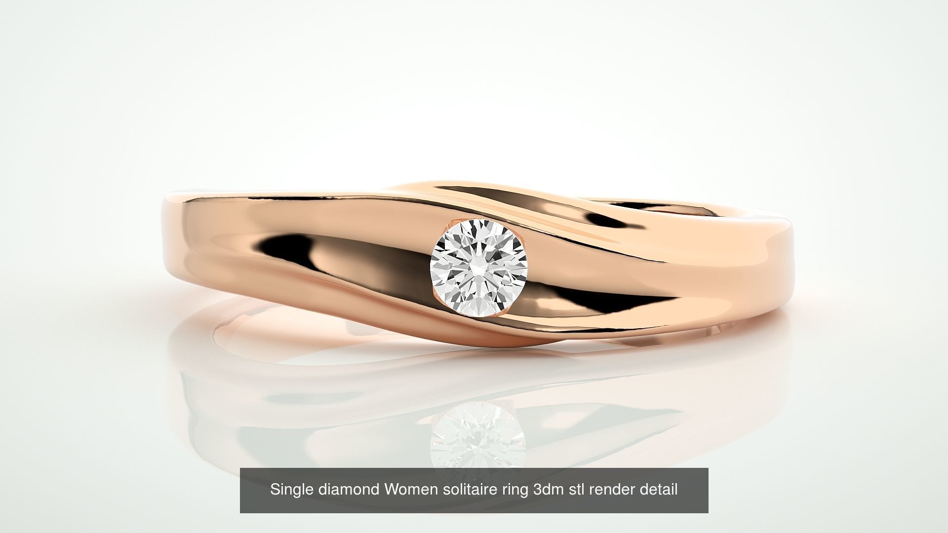90 Single diamond Women solitaire ring stl render detail  3D Model Collection_60