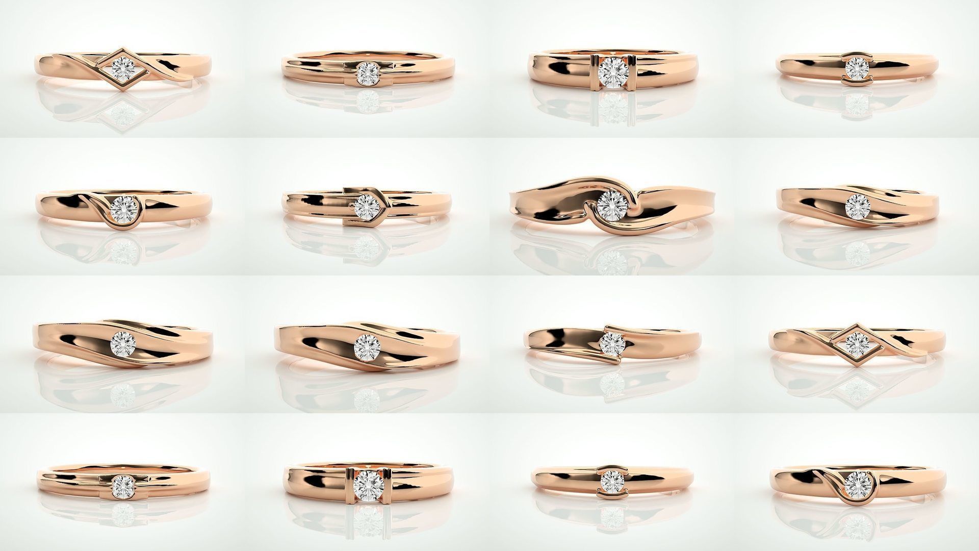 90 Single diamond Women solitaire ring stl render detail  3D Model Collection_3