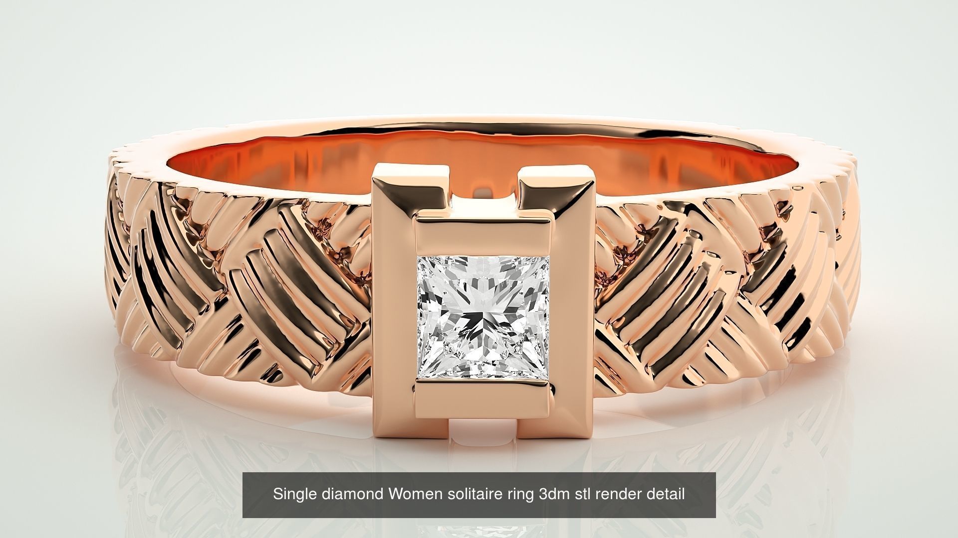 90 Single diamond Women solitaire ring stl render detail  3D Model Collection_81