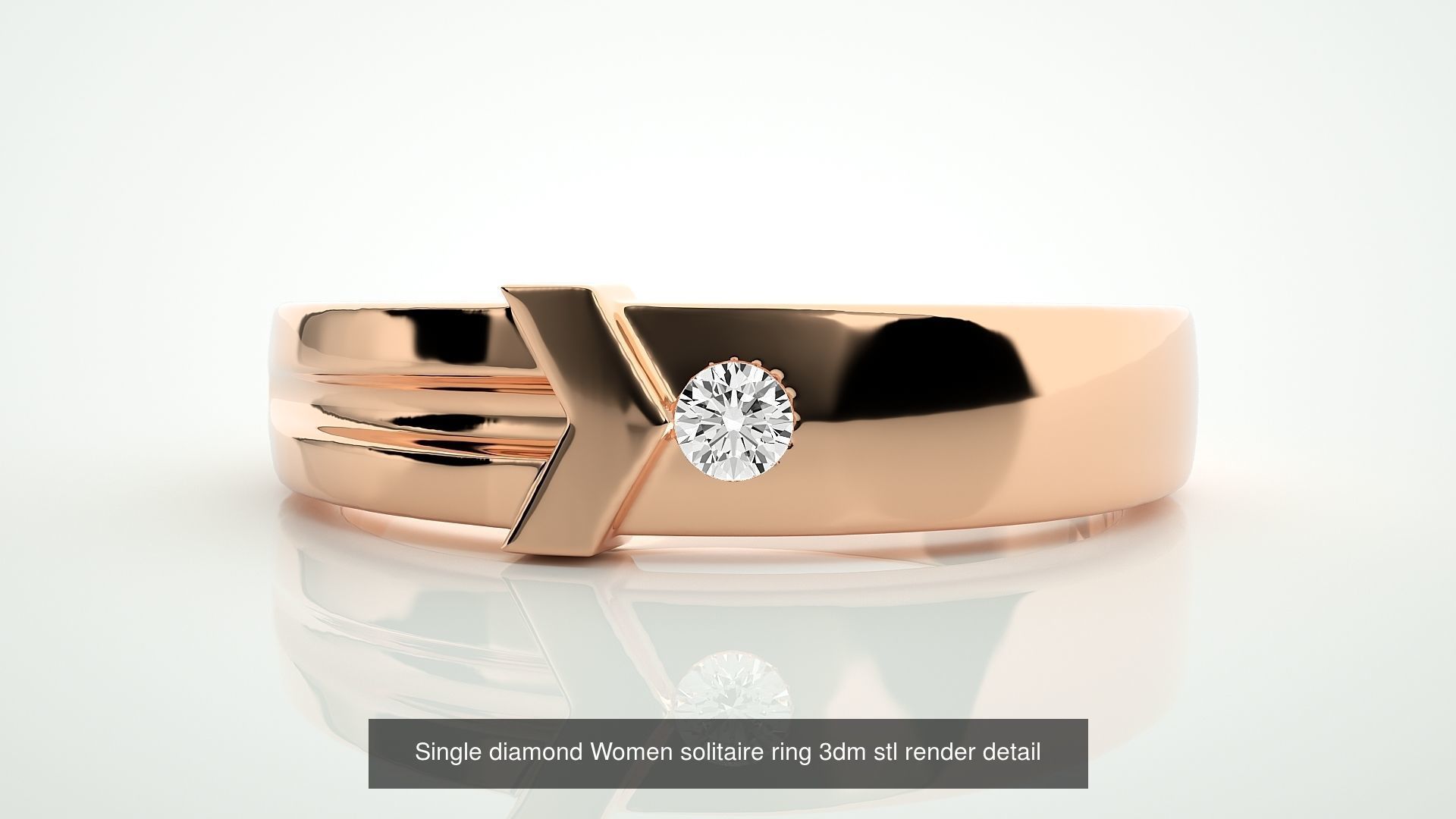 90 Single diamond Women solitaire ring stl render detail  3D Model Collection_79
