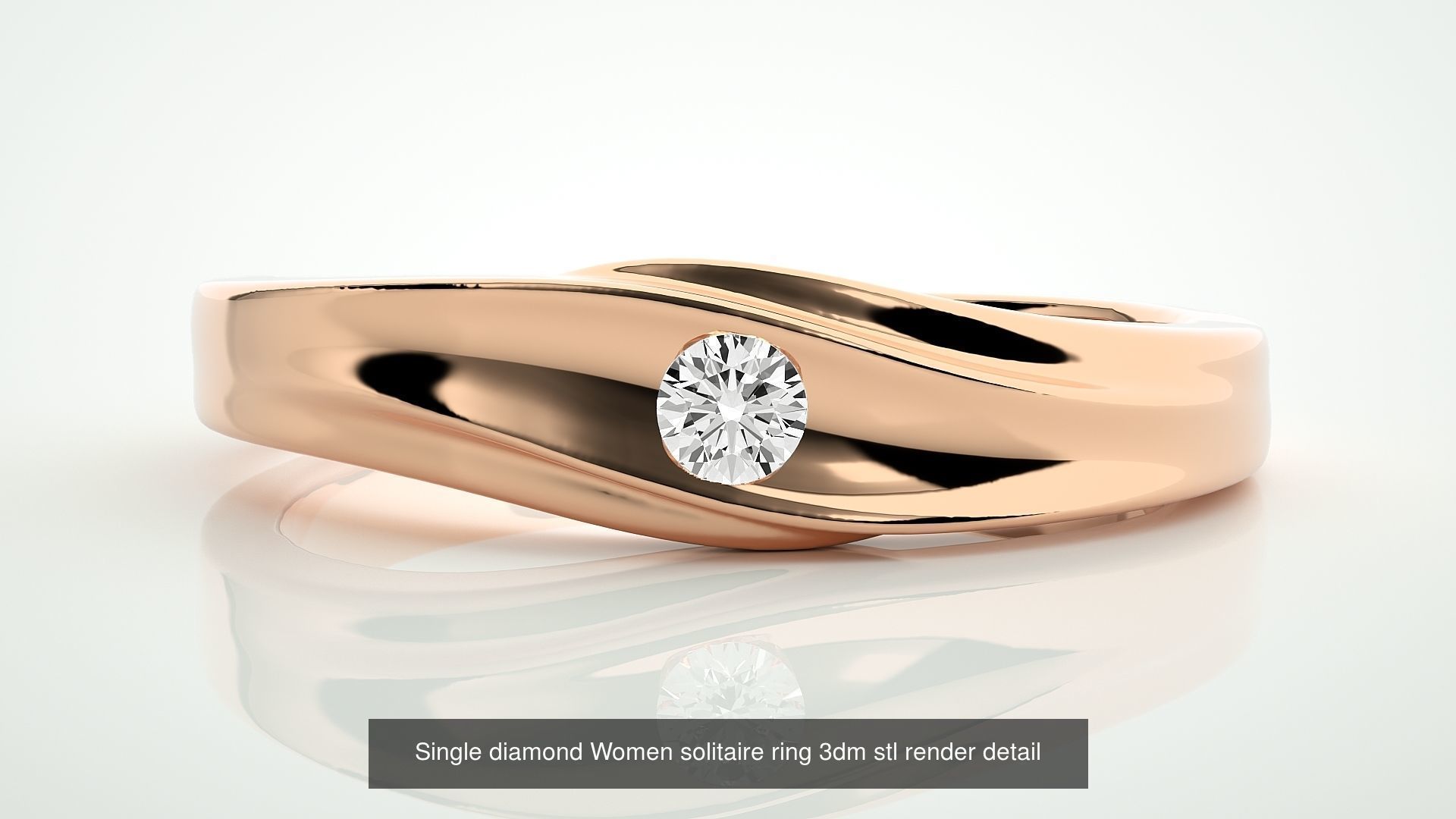 90 Single diamond Women solitaire ring stl render detail  3D Model Collection_72