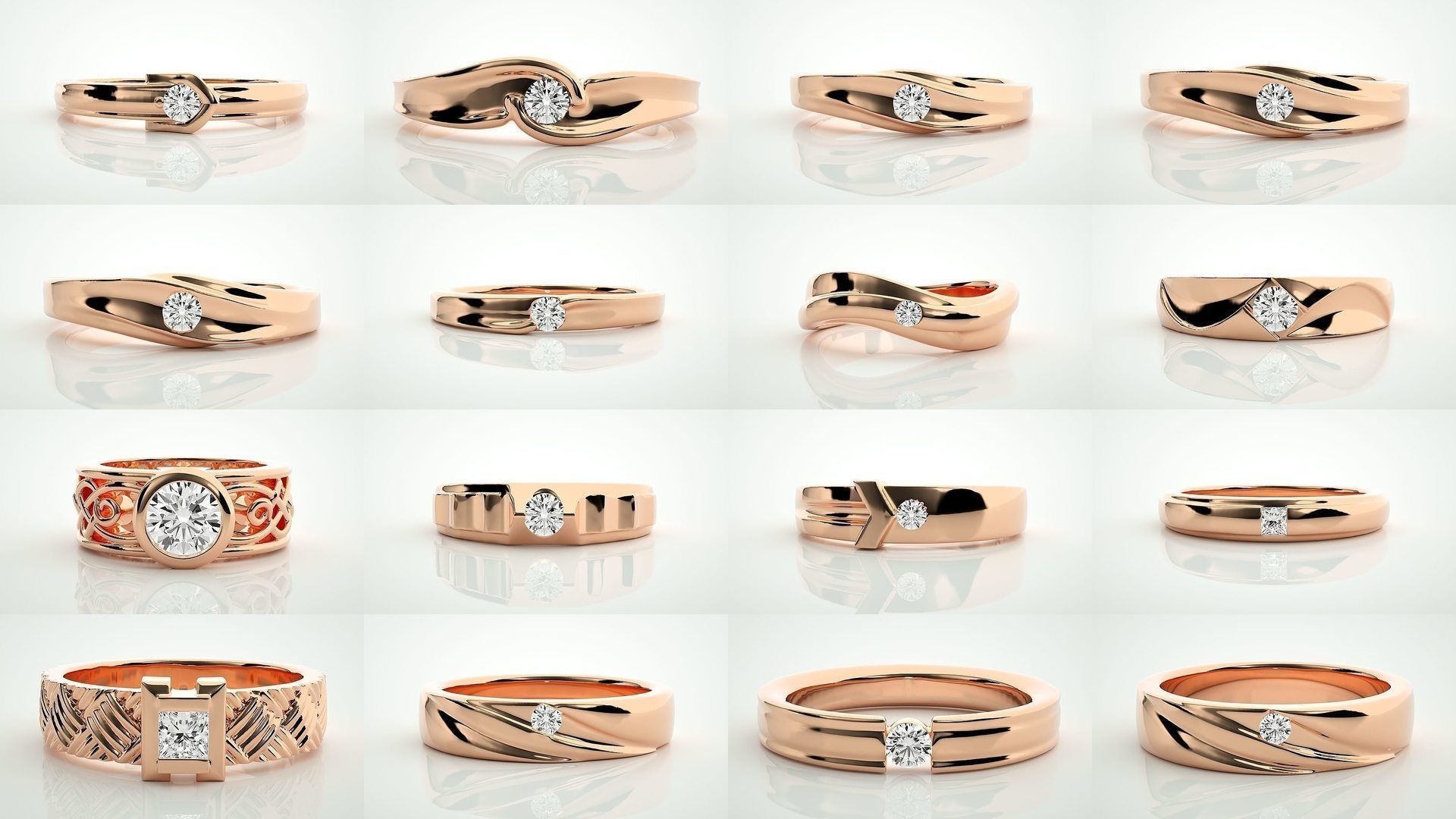 90 Single diamond Women solitaire ring stl render detail  3D Model Collection_4