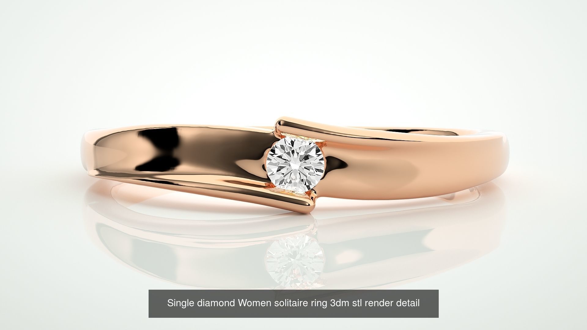 90 Single diamond Women solitaire ring stl render detail  3D Model Collection_63