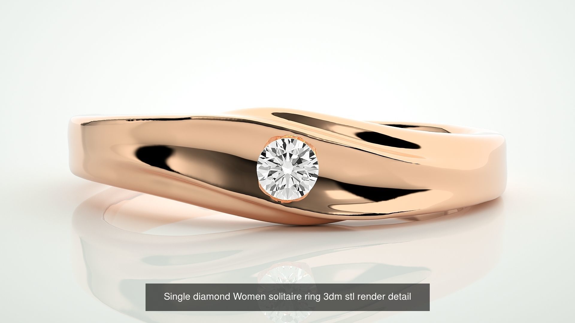 90 Single diamond Women solitaire ring stl render detail  3D Model Collection_62